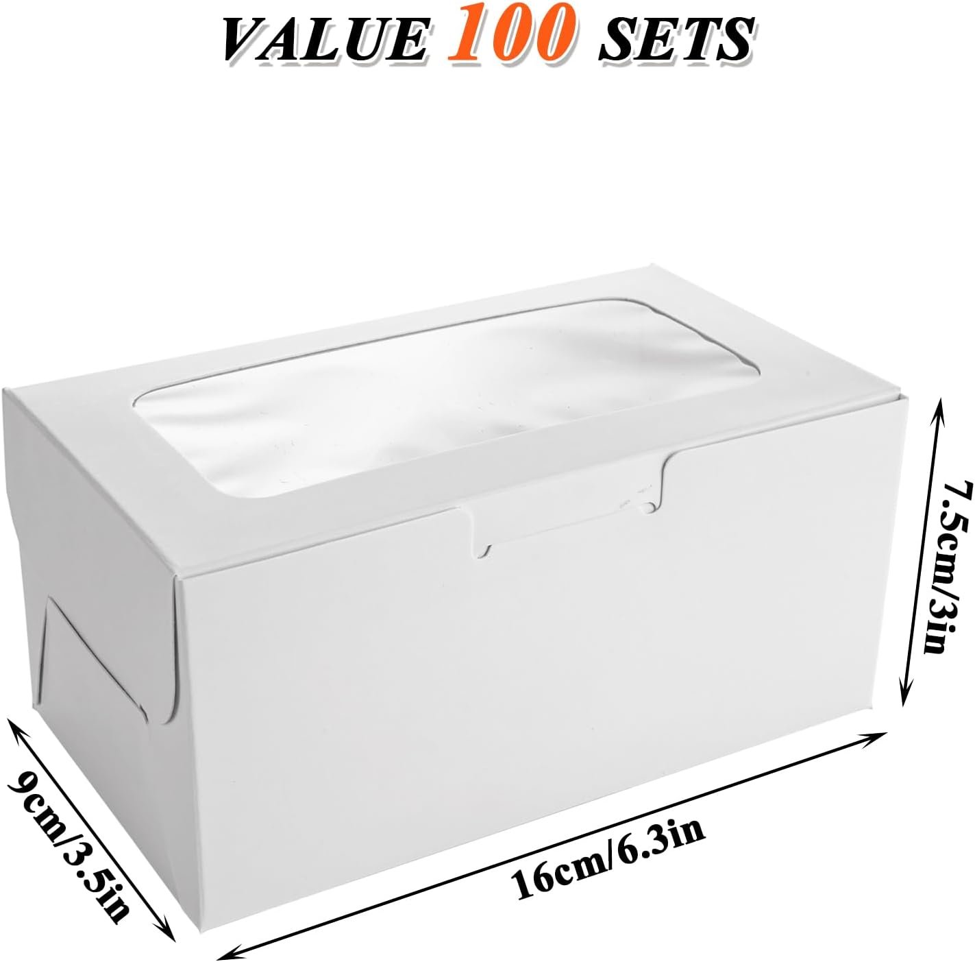 Wholesale 100-Pack White 2-Cupcake Boxes with Clear Window Lids Reusable Cardboard Containers Bulk for Transport Storage Factory