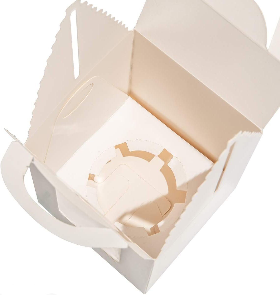 Wholesale 25 Pcs Single White Cupcake Containers with Window Insert Handles for Wedding Candy Gift Boxes (25P-Handle-White) Factory