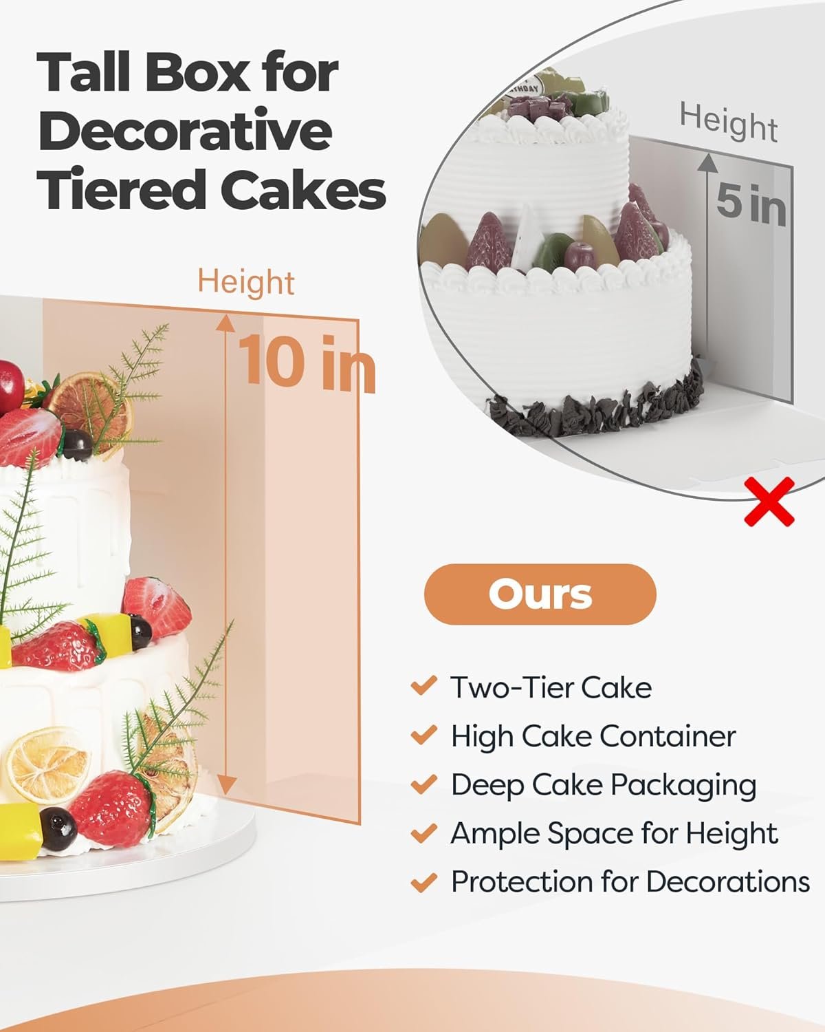 Wholesale 10x10x10 Inch Tall Cake Drum Box with Window Disposable Bakery Container Lid for Multi-Layer Decorating Weddings Birthdays Parties Factory Wholesale 10x10x10 Inch Tall Cake Drum Box with Window Disposable Bakery Container Lid for Multi-Layer Decorating Weddings Birthdays Parties Factory