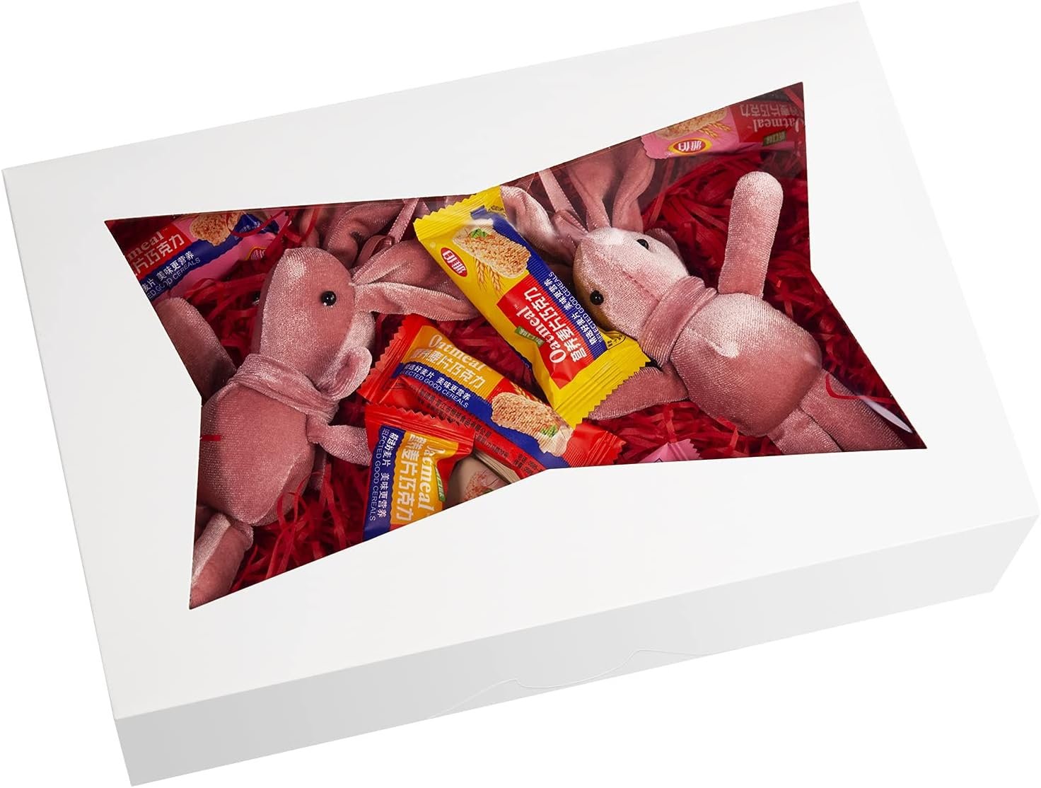 15-Pack 10inch White Pastry Bakery Cookie Box,10x7.75x2.5inch Large Donuts,Muffins,Cookies Boxes with PVC Window - Auto-Pop up Paper Box Nature Cardboard Take Out Container,Pack of 15