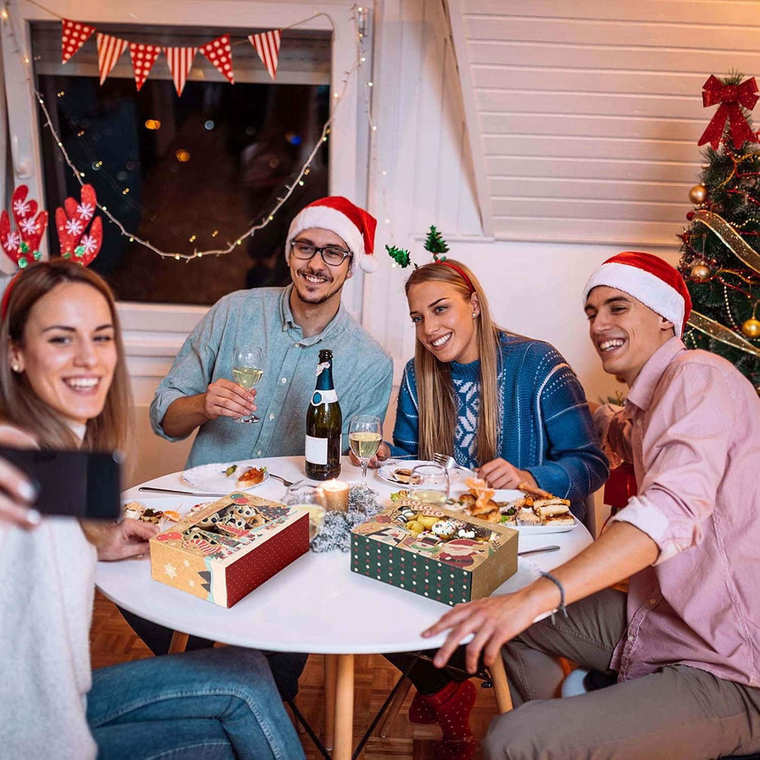 Wholesale 12 Pack Kraft Christmas Cookie Boxes with Window Cards Jute Rope for Holiday Treats Cookies Brownies Donuts Factory