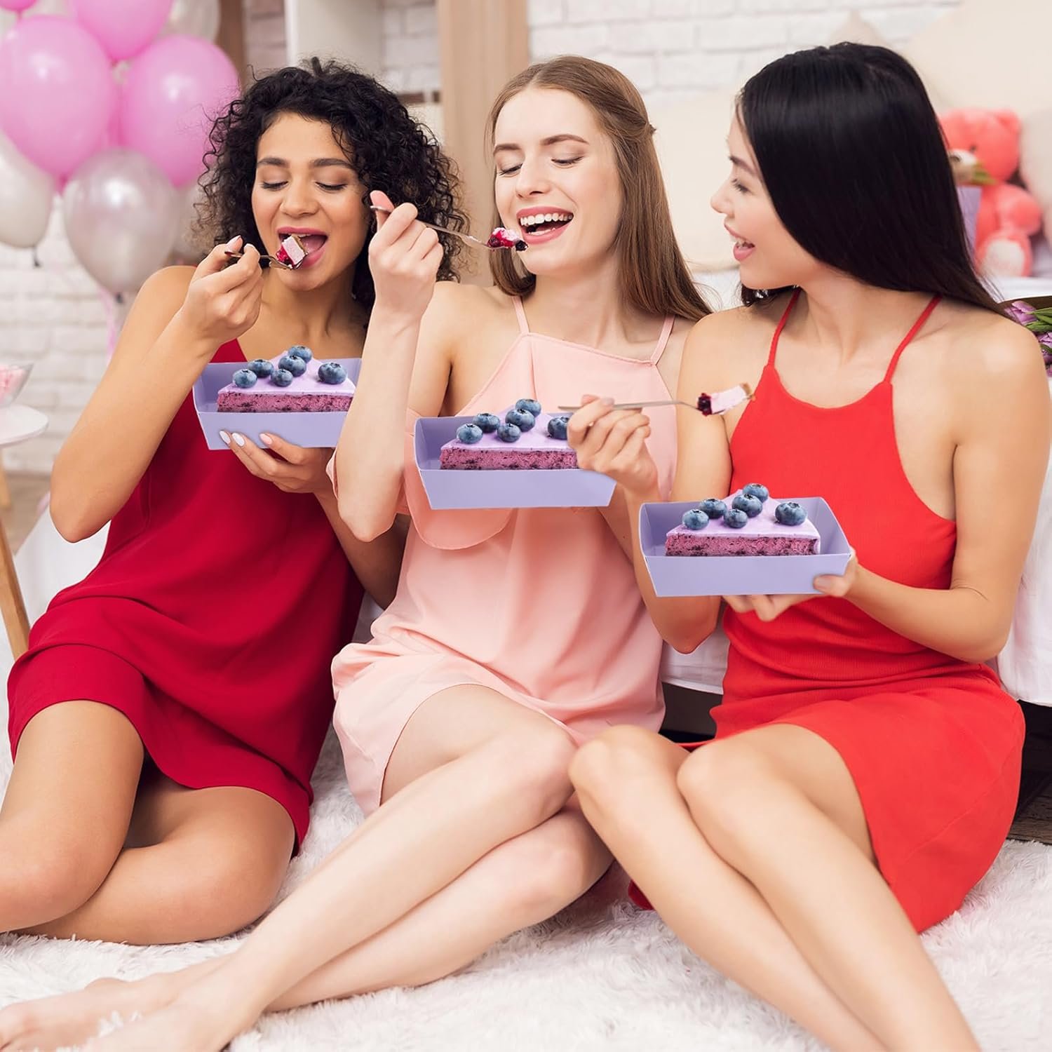 Wholesale 100 Pack 5.7 x 5.1 Inch Charcuterie Boxes with Clear Lids Purple Classic Paper Food Containers for Desserts Sandwiches Cake Bakery Takeout Valentine's Day Gift Tags Rope Factory