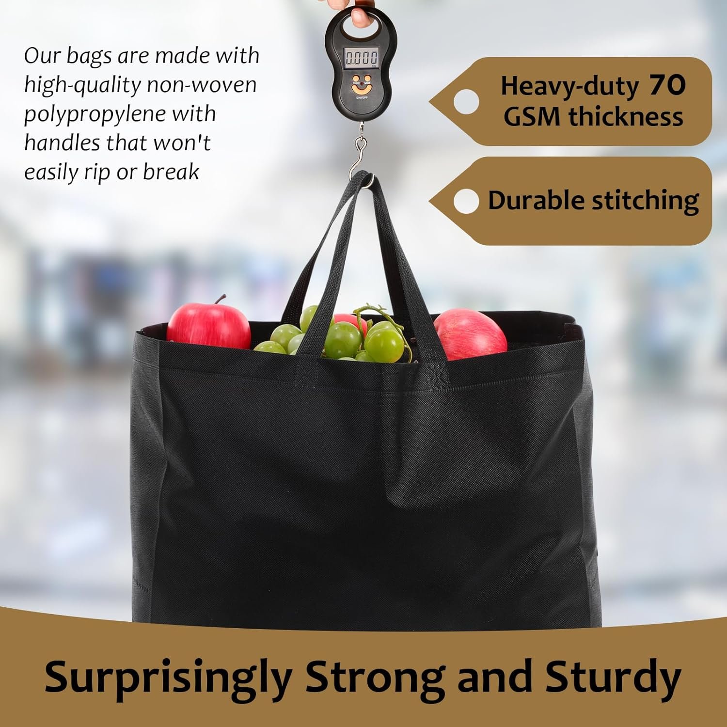 Wholesale 50 Pcs Extra Large Reusable Non-Woven Tote Bags with Handles for Grocery Shopping Boutiques Retail Stores Black Factory Wholesale 50 Pcs Extra Large Reusable Non-Woven Tote Bags with Handles for Grocery Shopping Boutiques Retail Stores Black Factory