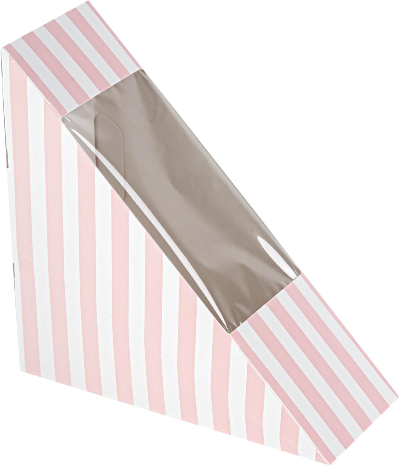 Wholesale 4.8 x 2 Inch Small Sandwich Wedge Paper Boxes with Window - 200 Disposable Pink White Striped Triangle Grease-Resistant Containers Factory