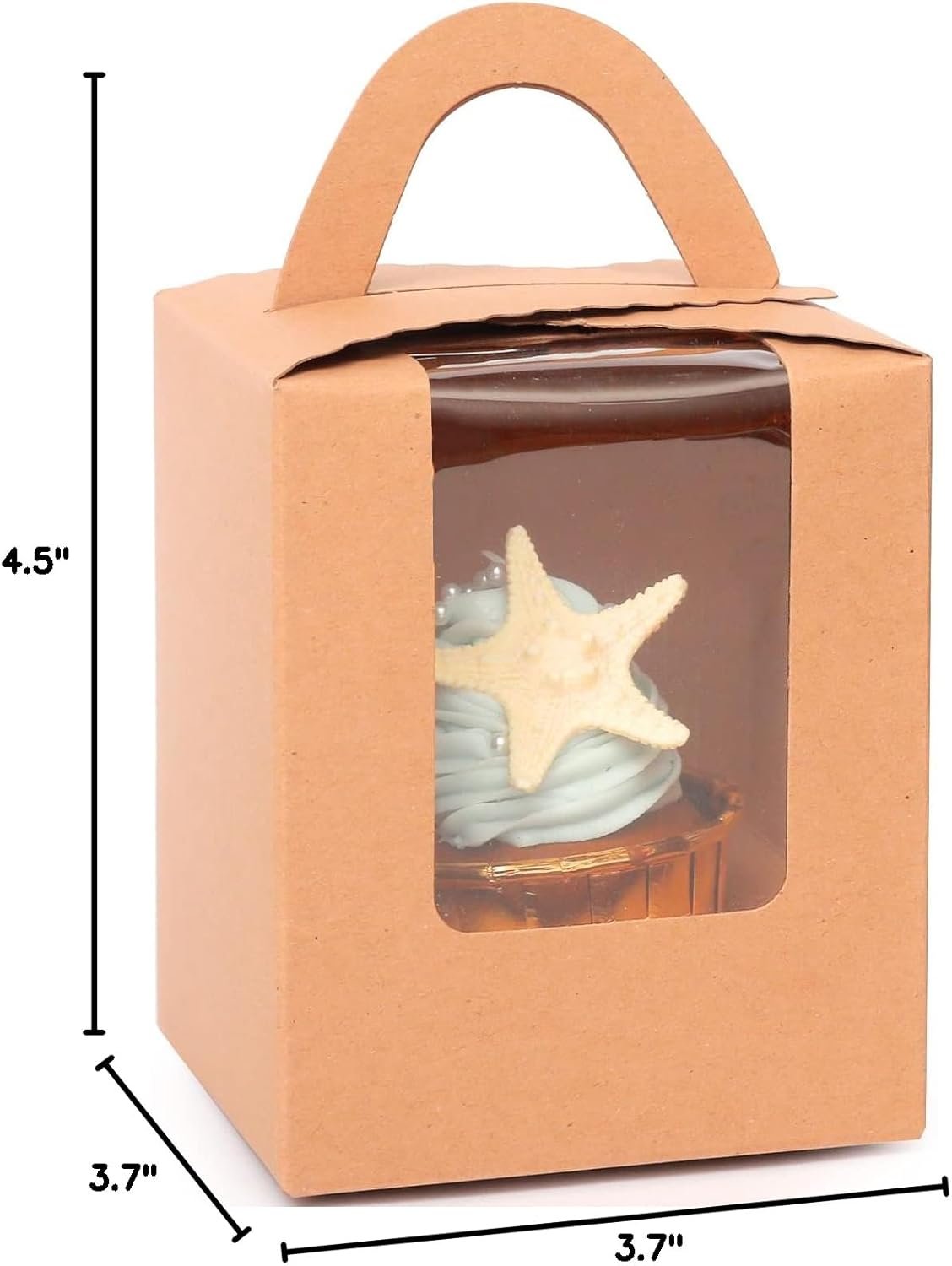 Wholesale 100pcs Brown Kraft Individual Cupcake Containers Disposable Single Holders with Window 3.7 x 3.7 x 4.5 Inches Boxes Factory