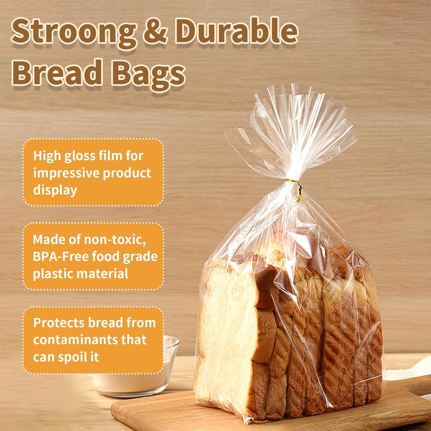 Wholesale Clear Bread Bags with Ties 60 Reusable Plastic Bags and 100 Ties for Homemade Loaves Home Bakers Bakery Owners Factory