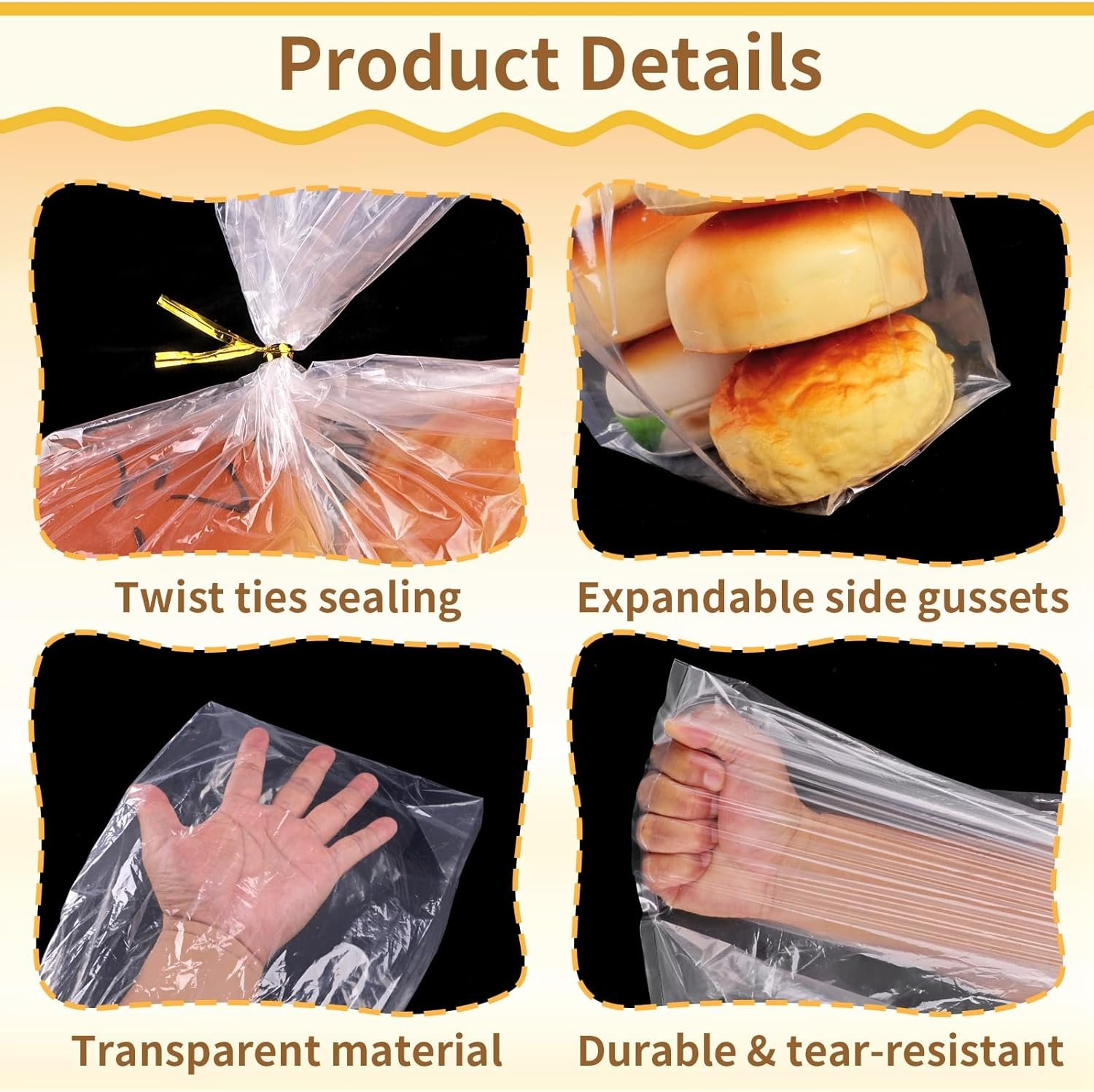 Wholesale Clear Bread Bags with Ties 60 Reusable Plastic Bags and 100 Ties for Homemade Loaves Home Bakers Bakery Owners Factory