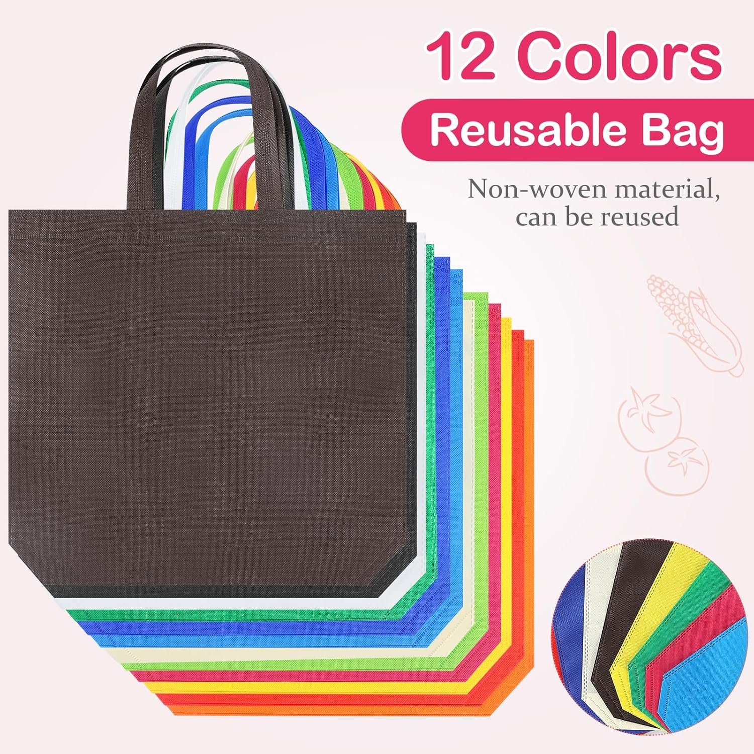 Wholesale Non Woven Tote Bags Bulk 12 | 18 | 24 | 36 | 48 | 54 | 60 Pack Reusable Multi Color Gift Bags for Creative DIY Advertising Friendly Shopping Factory