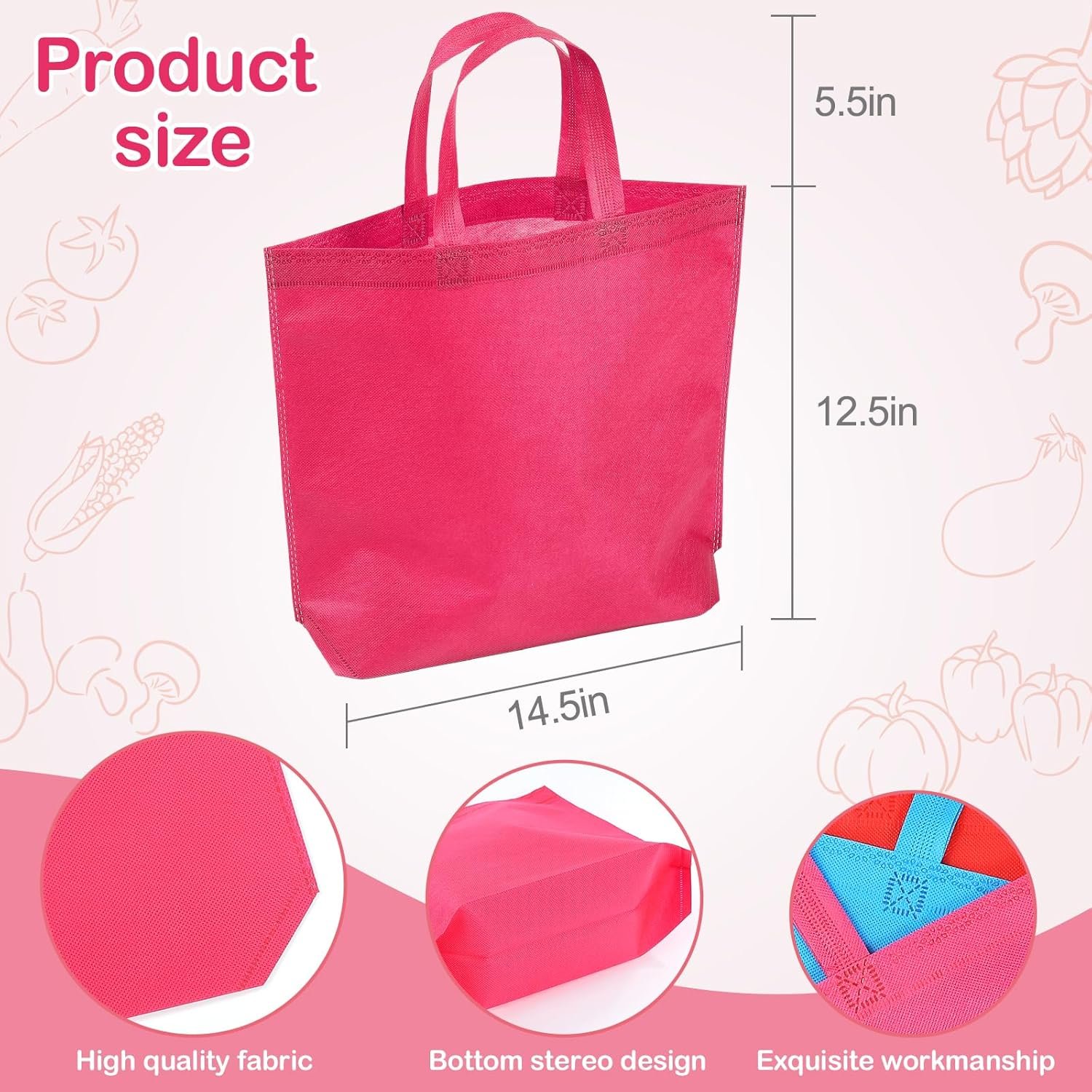 Wholesale Non Woven Tote Bags Bulk 12 | 18 | 24 | 36 | 48 | 54 | 60 Pack Reusable Multi Color Gift Bags for Creative DIY Advertising Friendly Shopping Factory