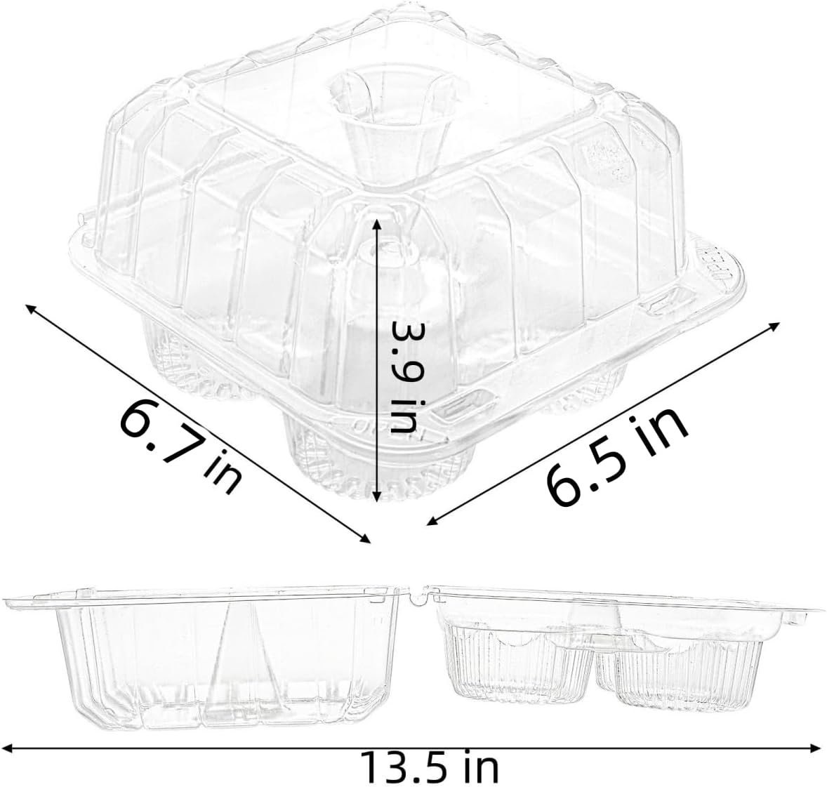 Wholesale 50-Pack Clear 4-Cavity Plastic Cupcake Holders Deep Dome Disposable Dessert Containers Bakery Carrying Boxes Factory