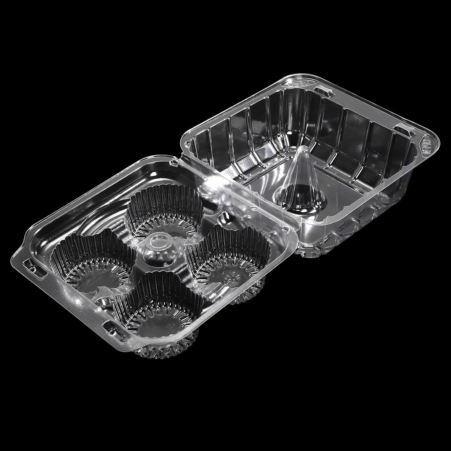 Wholesale 50-Pack Clear 4-Cavity Plastic Cupcake Holders Deep Dome Disposable Dessert Containers Bakery Carrying Boxes Factory