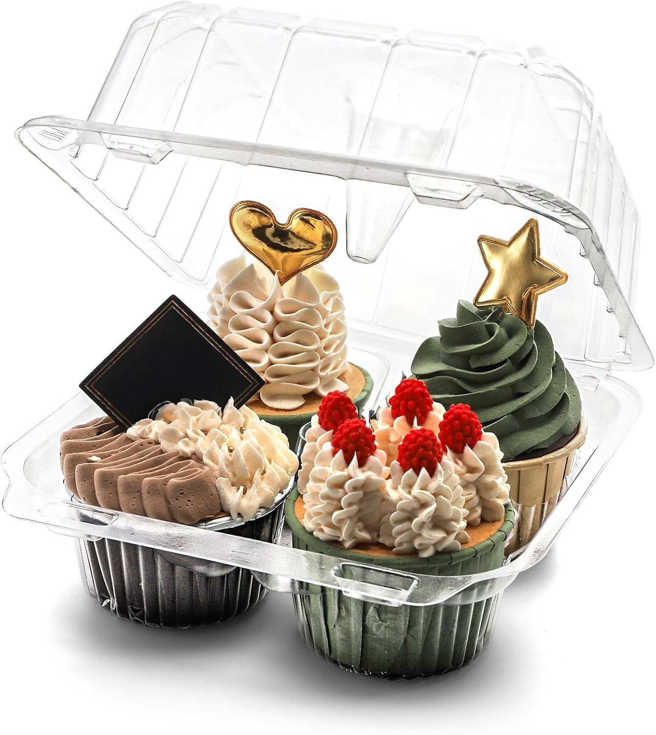 Wholesale 50-Pack Clear 4-Cavity Plastic Cupcake Holders Deep Dome Disposable Dessert Containers Bakery Carrying Boxes Factory