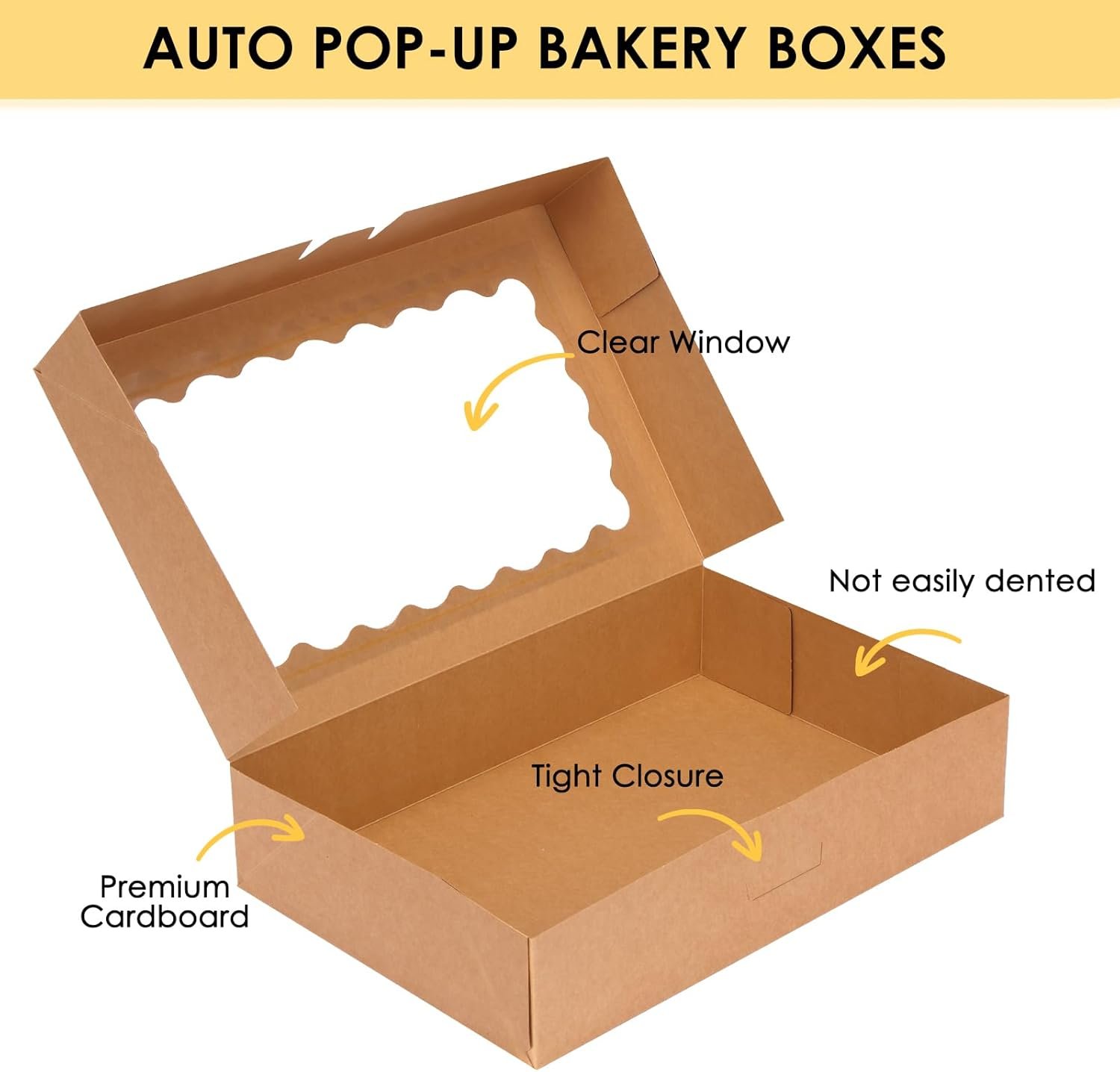 Wholesale 24pcs Window Bakery Boxes 12x8x2.5 Inches Auto-Popup for Cookies Muffins Pastries Brown Factory