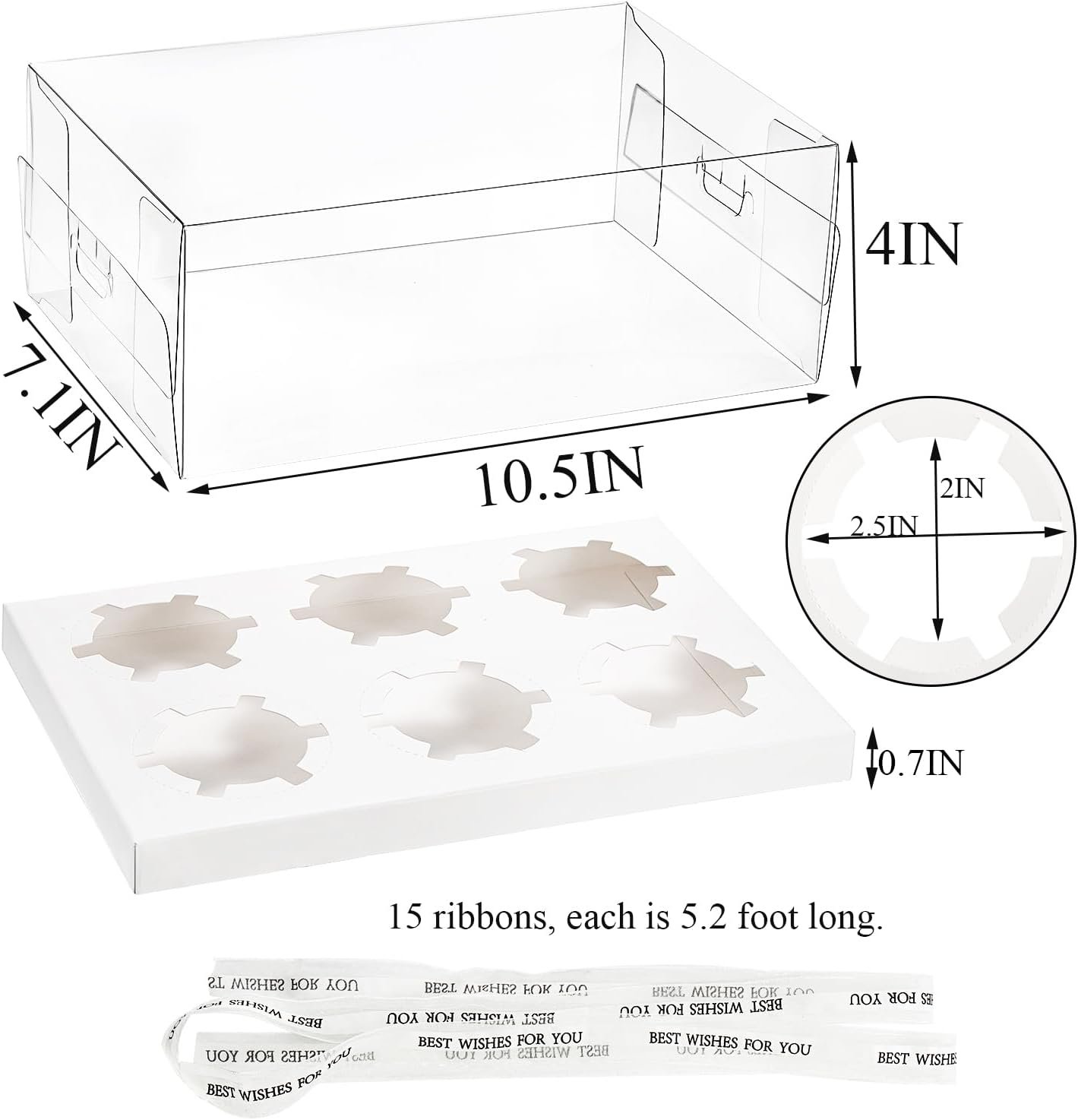 Wholesale 15-Pack Clear Cupcake Boxes 6-Count Plastic Containers with Gift Ribbon for Desserts Cookies Muffins Pastries Baby Shower Party Factory