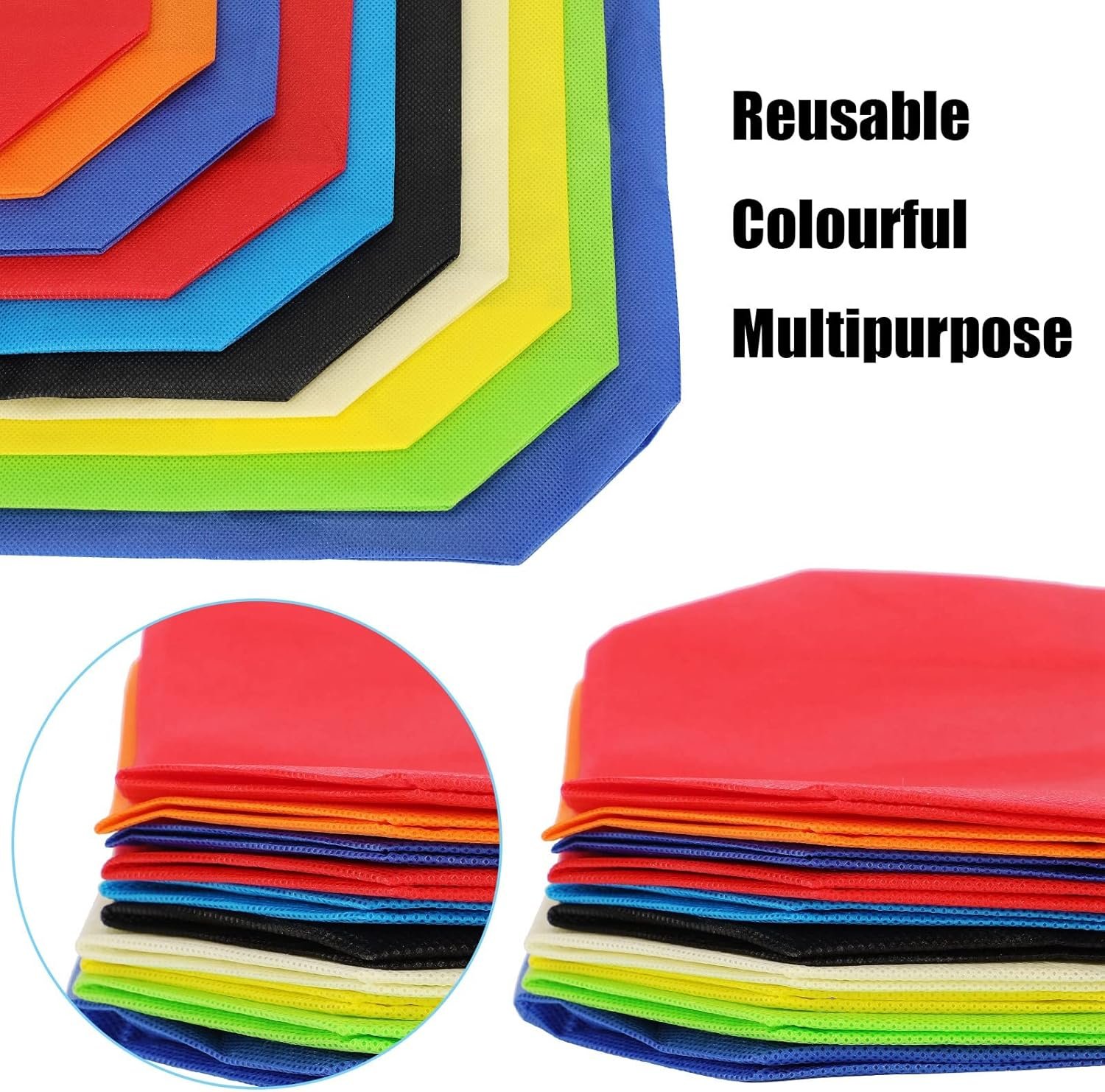 Wholesale 100 Pcs Large Non Woven Reusable Tote Bags Multi Color Foldable Fabric Shopping Grocery Gift Party Favor with Handles 14 x 10 x 4 Inches Factory Wholesale 100 Pcs Large Non Woven Reusable Tote Bags Multi Color Foldable Fabric Shopping Grocery Gift Party Favor with Handles 14 x 10 x 4 Inches Factory