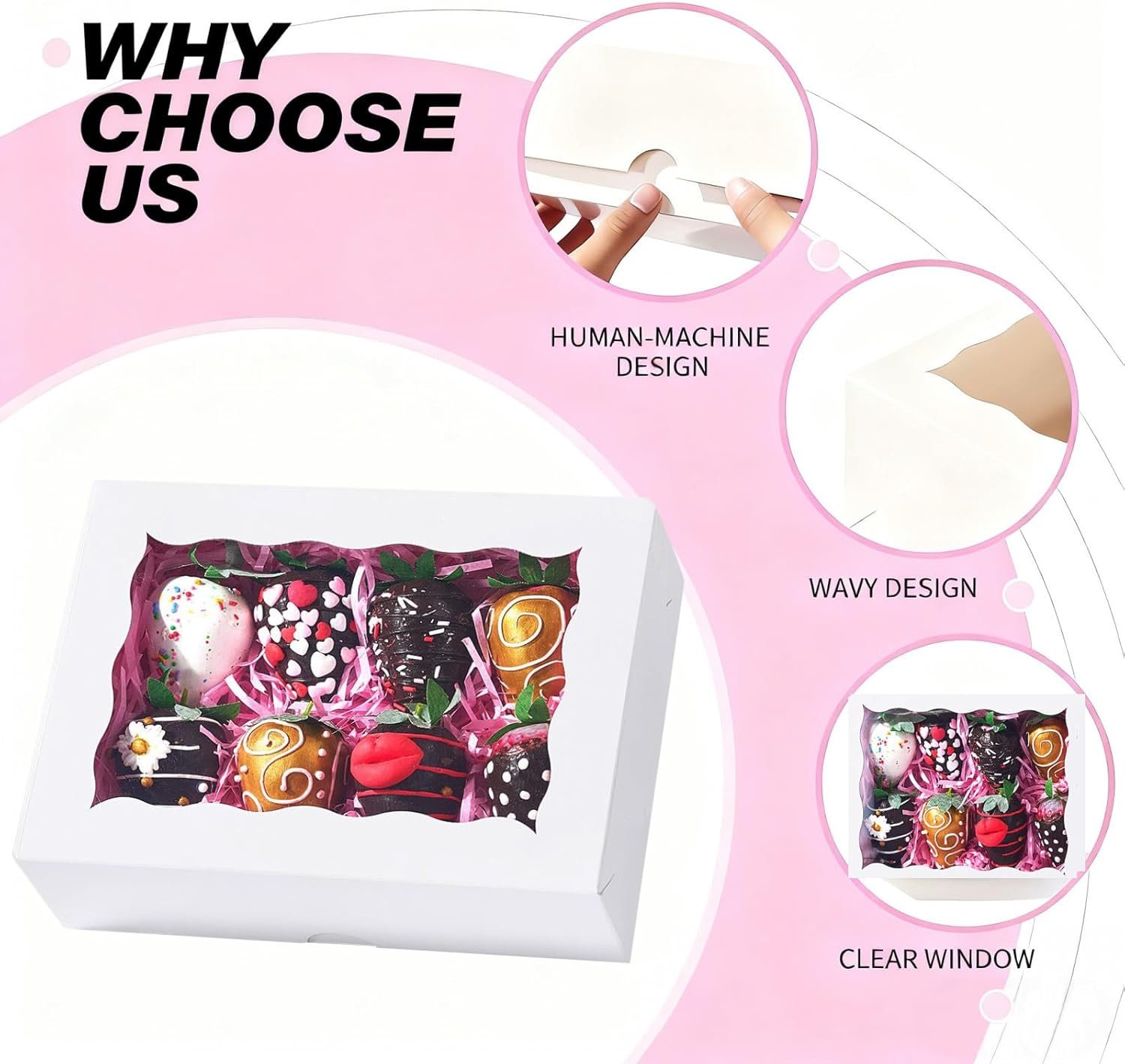 Wholesale 51PCS 8x5x2 Inch Bakery Boxes with Window for Cookies Chocolate Covered Strawberries Cakesicles Truffles Pretzels and Party Favors Factory