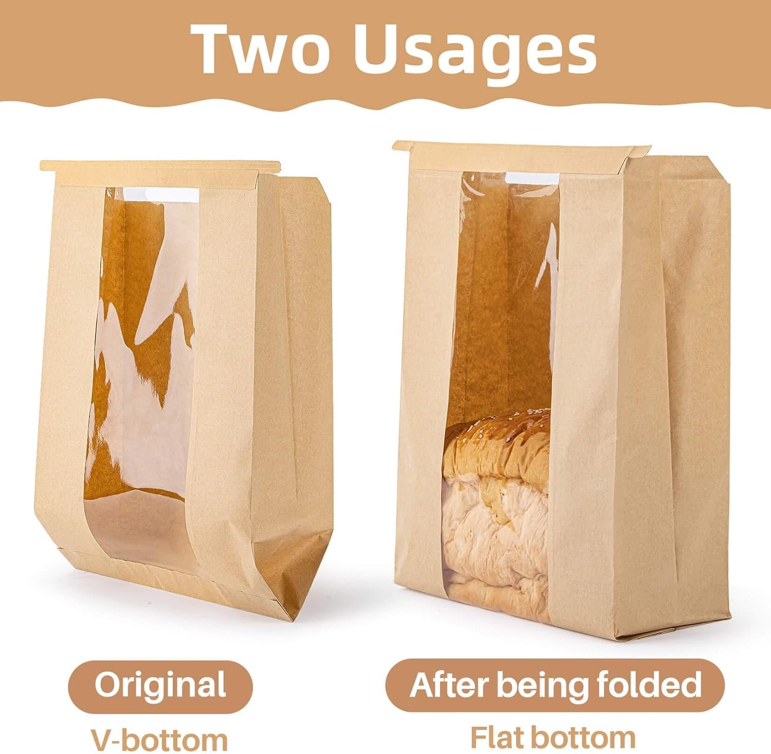 Wholesale 24 Brown Paper Bread Bags with Reusable Resealable Ties Window Design for Sourdough Bagel Loaf Toast Storage Bakery Goods Disposable Packaging Factory