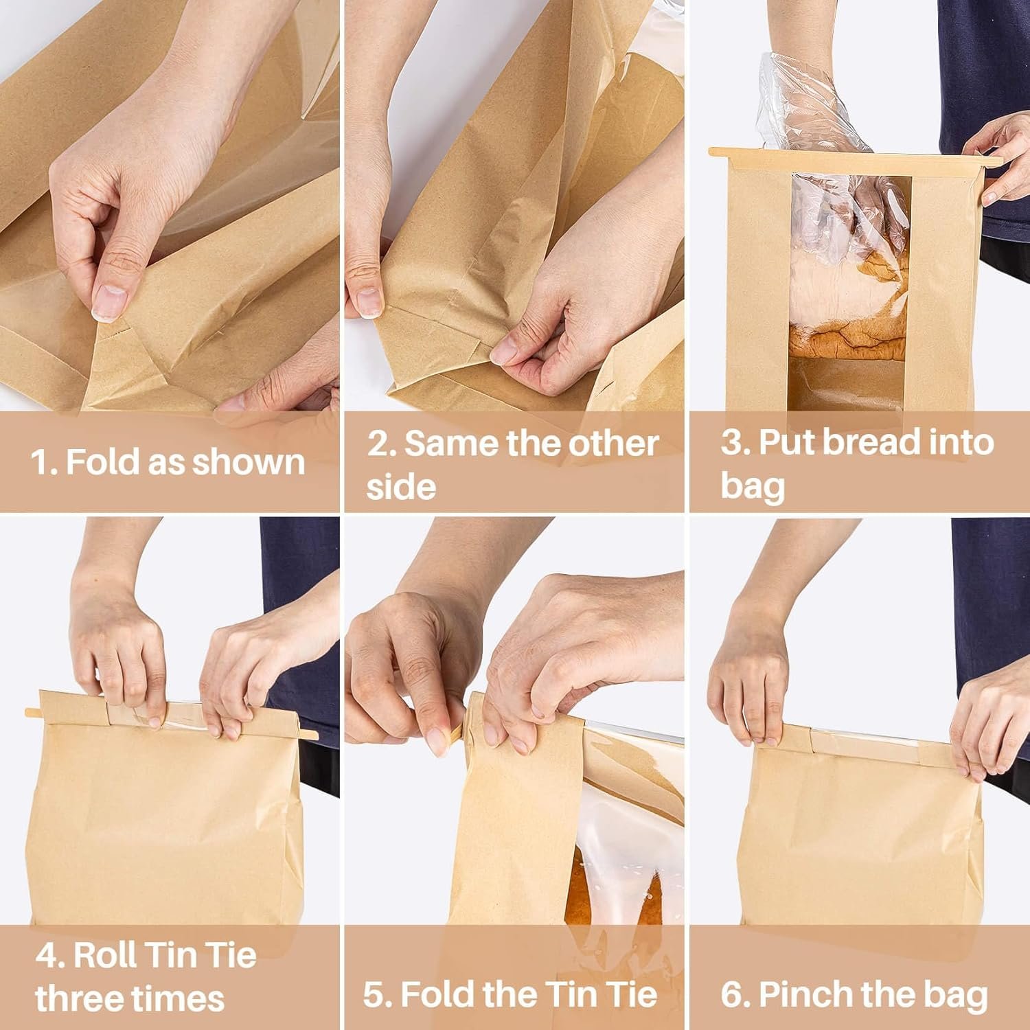 Wholesale 24 Brown Paper Bread Bags with Reusable Resealable Ties Window Design for Sourdough Bagel Loaf Toast Storage Bakery Goods Disposable Packaging Factory