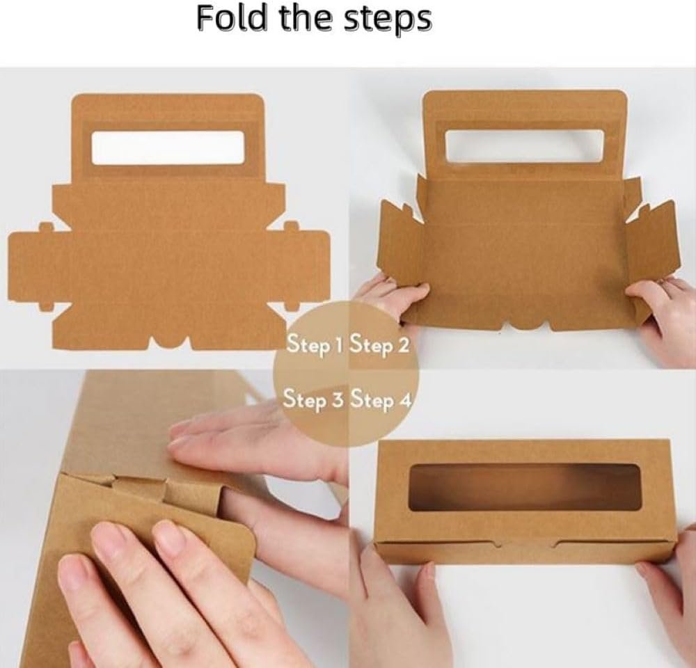 Wholesale 50-Pack Brown Kraft Macaron Boxes with Clear Window for 5-7 Macarons Cookies Chocolates Candies Desserts Factory