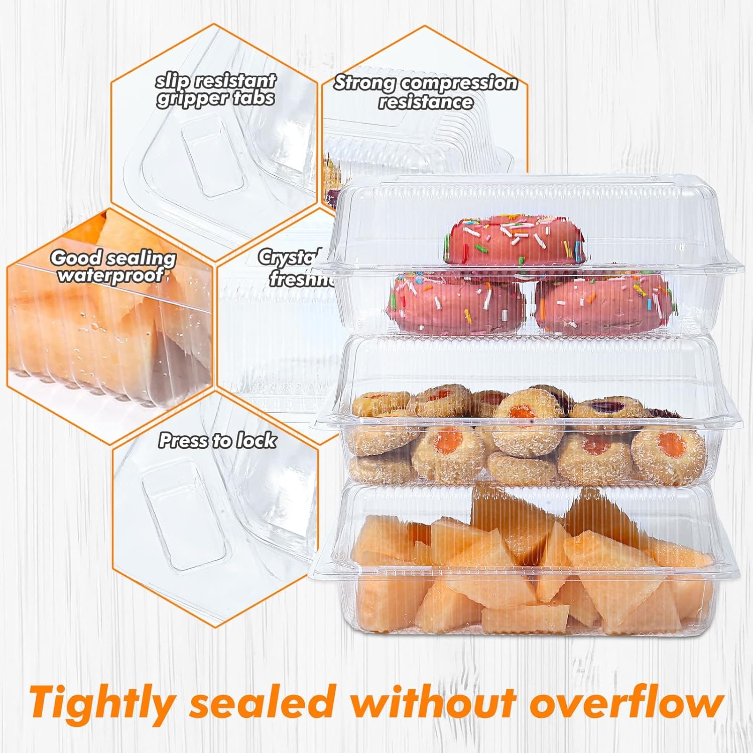 Wholesale 100 Pack Clear Plastic Clamshell Takeout Containers with Lids for Salads Pasta Sandwiches 8.66x5.12x3.15 Inch Size Factory