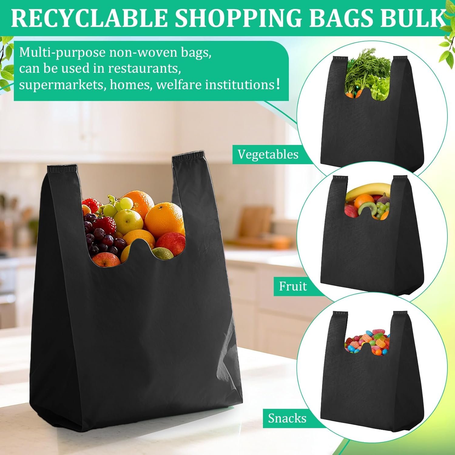 Wholesale Reusable Non-Woven Grocery T-Shirt Shopping Bags 10 x 18 x 5 Inch Foldable Tote with Handle Bulk for Party Gifts Factory