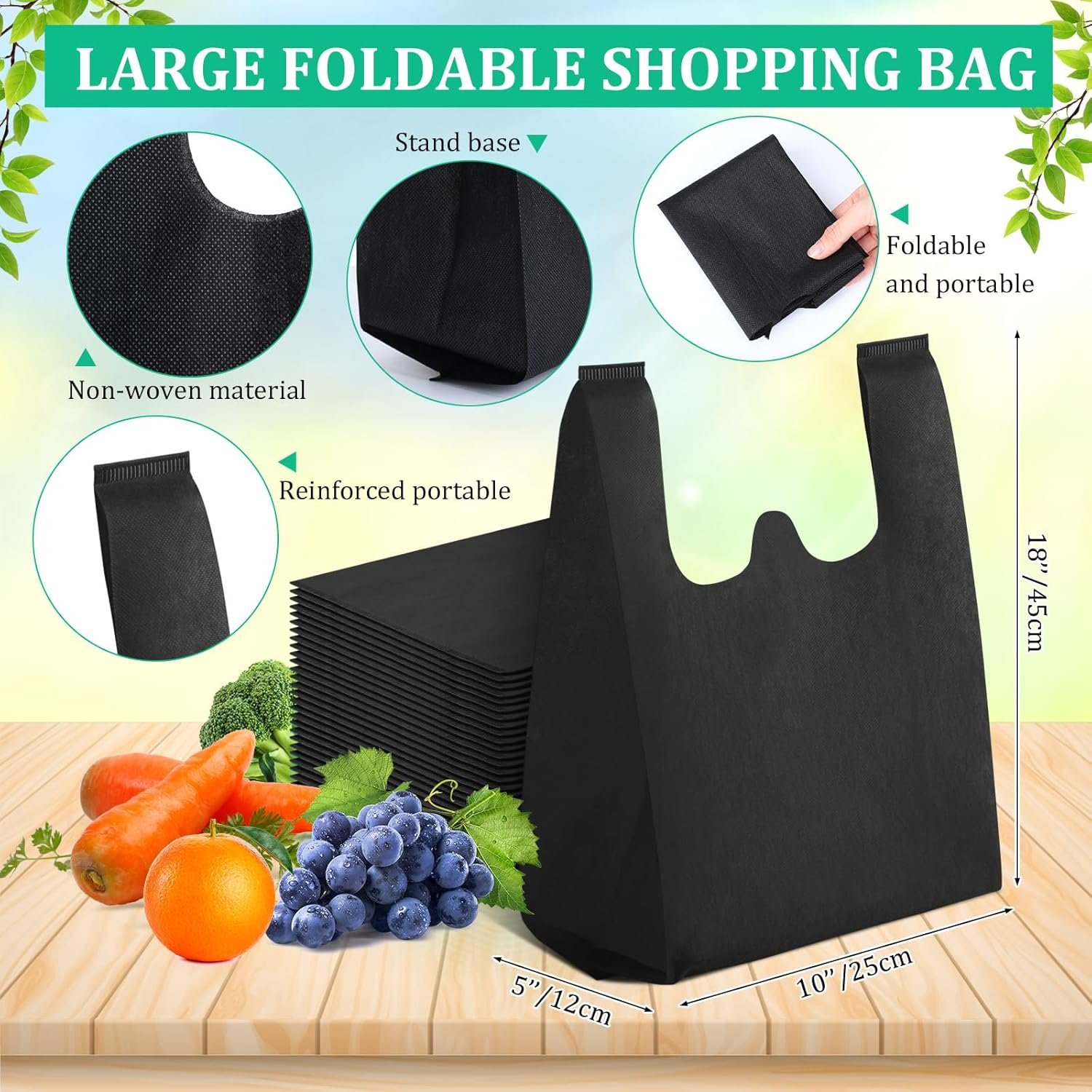 Wholesale Reusable Non-Woven Grocery T-Shirt Shopping Bags 10 x 18 x 5 Inch Foldable Tote with Handle Bulk for Party Gifts Factory