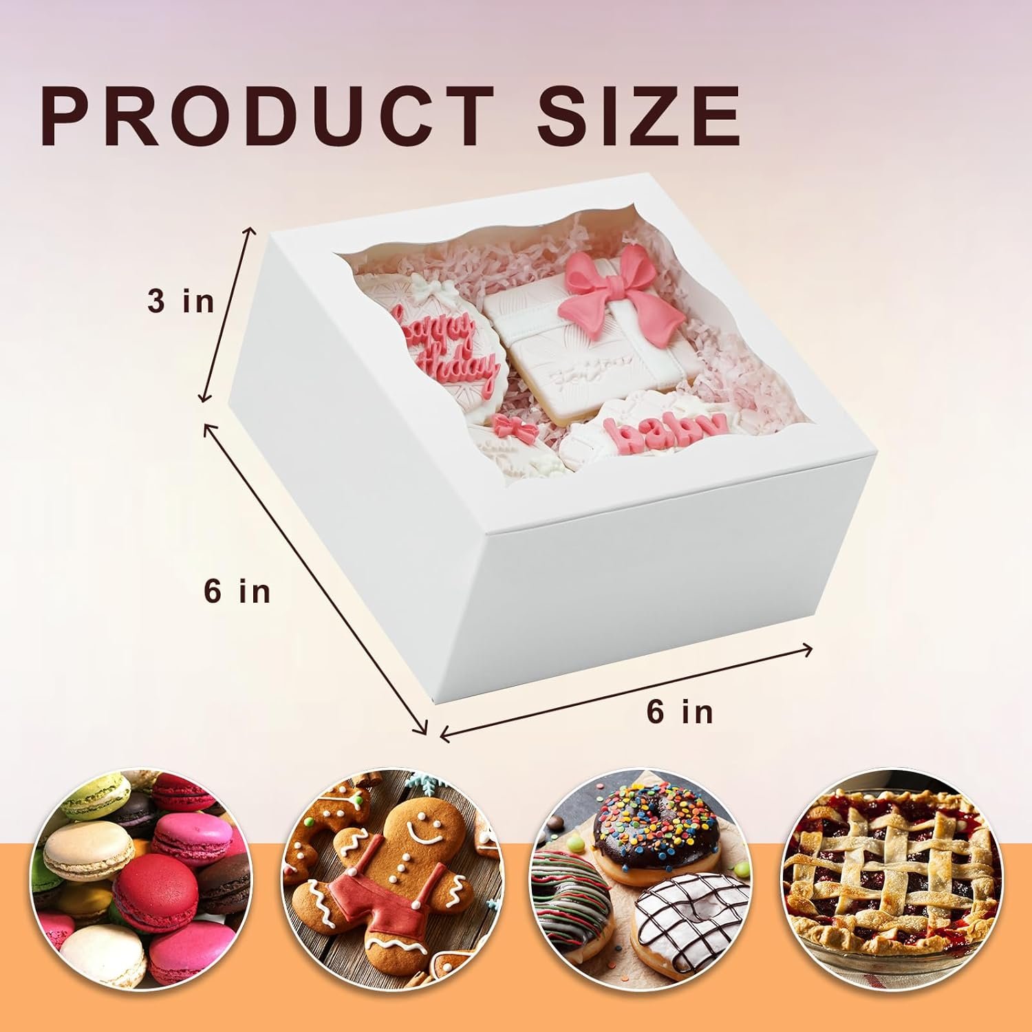 Wholesale 50 Pack 6x6x3 Inch White Bakery Cookie Boxes with Window for Macarons Mini Cakes Pastries Chocolate Covered Strawberries Factory