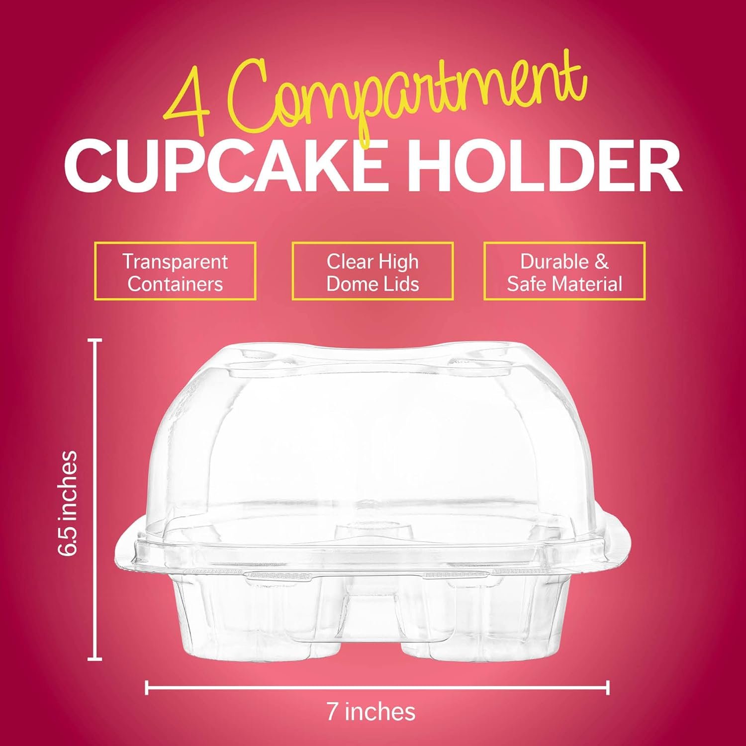 Wholesale 4-Compartment Plastic Cupcake Containers 50 Pack Disposable High-Dome Holders with Lids Bulk Stackable Durable Muffin Boxes Factory