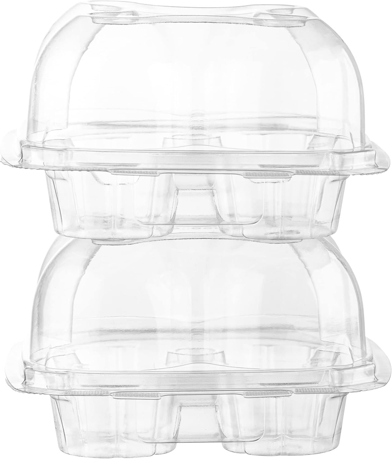 Wholesale 4-Compartment Plastic Cupcake Containers 50 Pack Disposable High-Dome Holders with Lids Bulk Stackable Durable Muffin Boxes Factory
