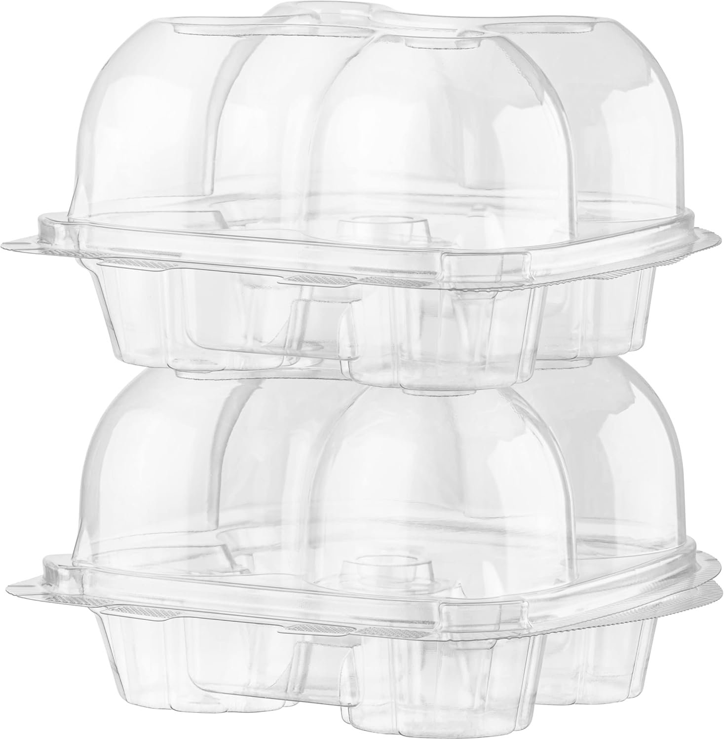 Wholesale 4-Compartment Plastic Cupcake Containers 50 Pack Disposable High-Dome Holders with Lids Bulk Stackable Durable Muffin Boxes Factory