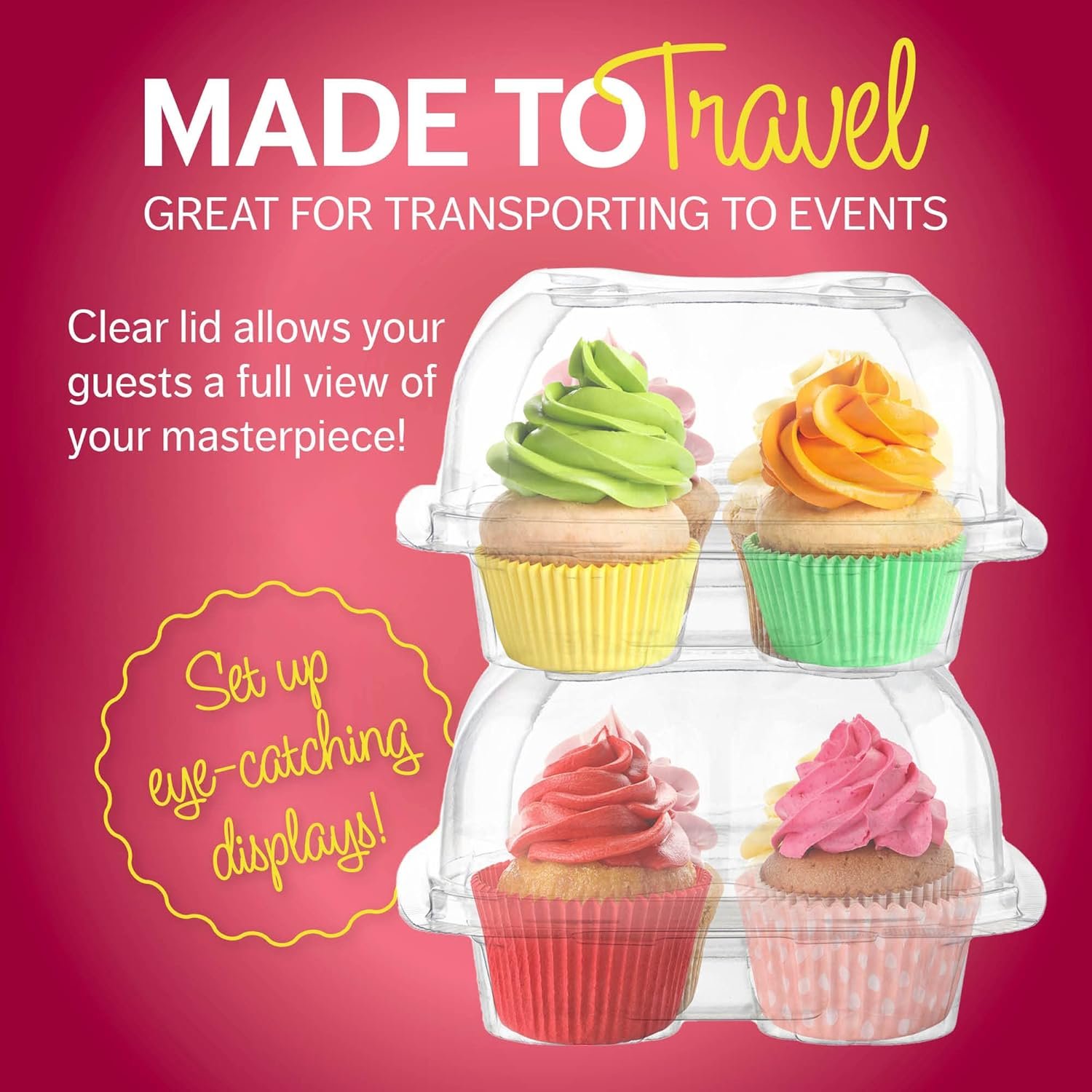 Wholesale 4-Compartment Plastic Cupcake Containers 50 Pack Disposable High-Dome Holders with Lids Bulk Stackable Durable Muffin Boxes Factory