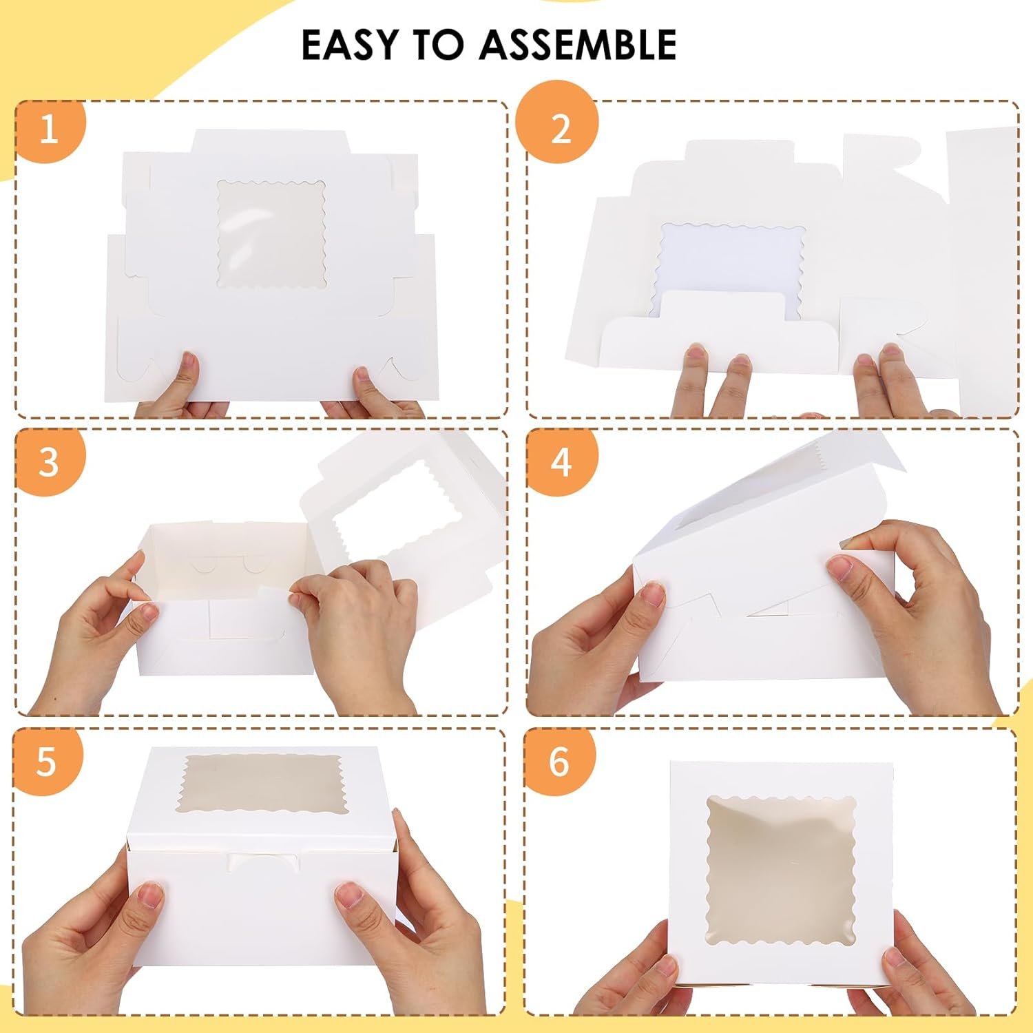 Wholesale 65pcs 6x6x3 Inch White Bakery Boxes with Clear Window for Cookies Cupcakes Pastries Small Pies Chocolate Covered Strawberries Factory