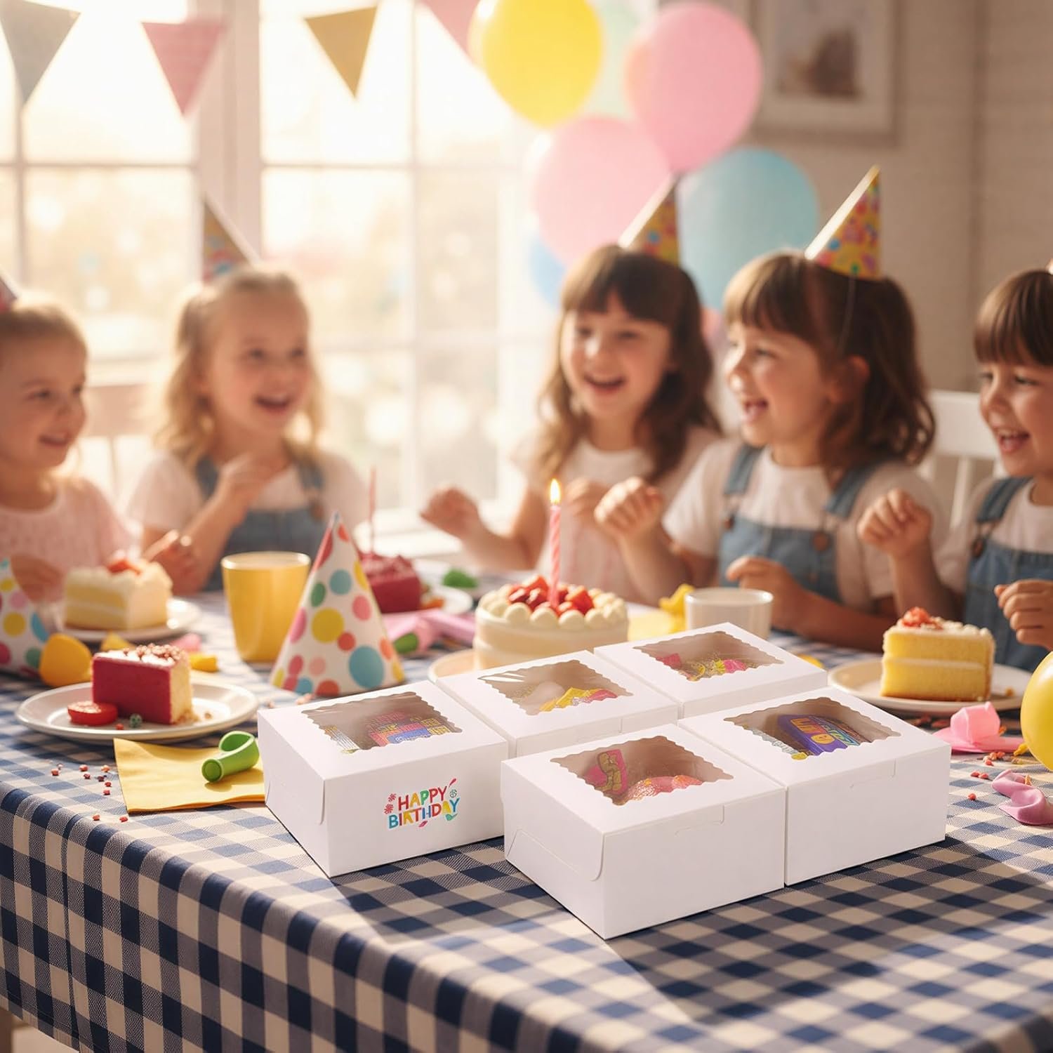 Wholesale 65pcs 6x6x3 Inch White Bakery Boxes with Clear Window for Cookies Cupcakes Pastries Small Pies Chocolate Covered Strawberries Factory