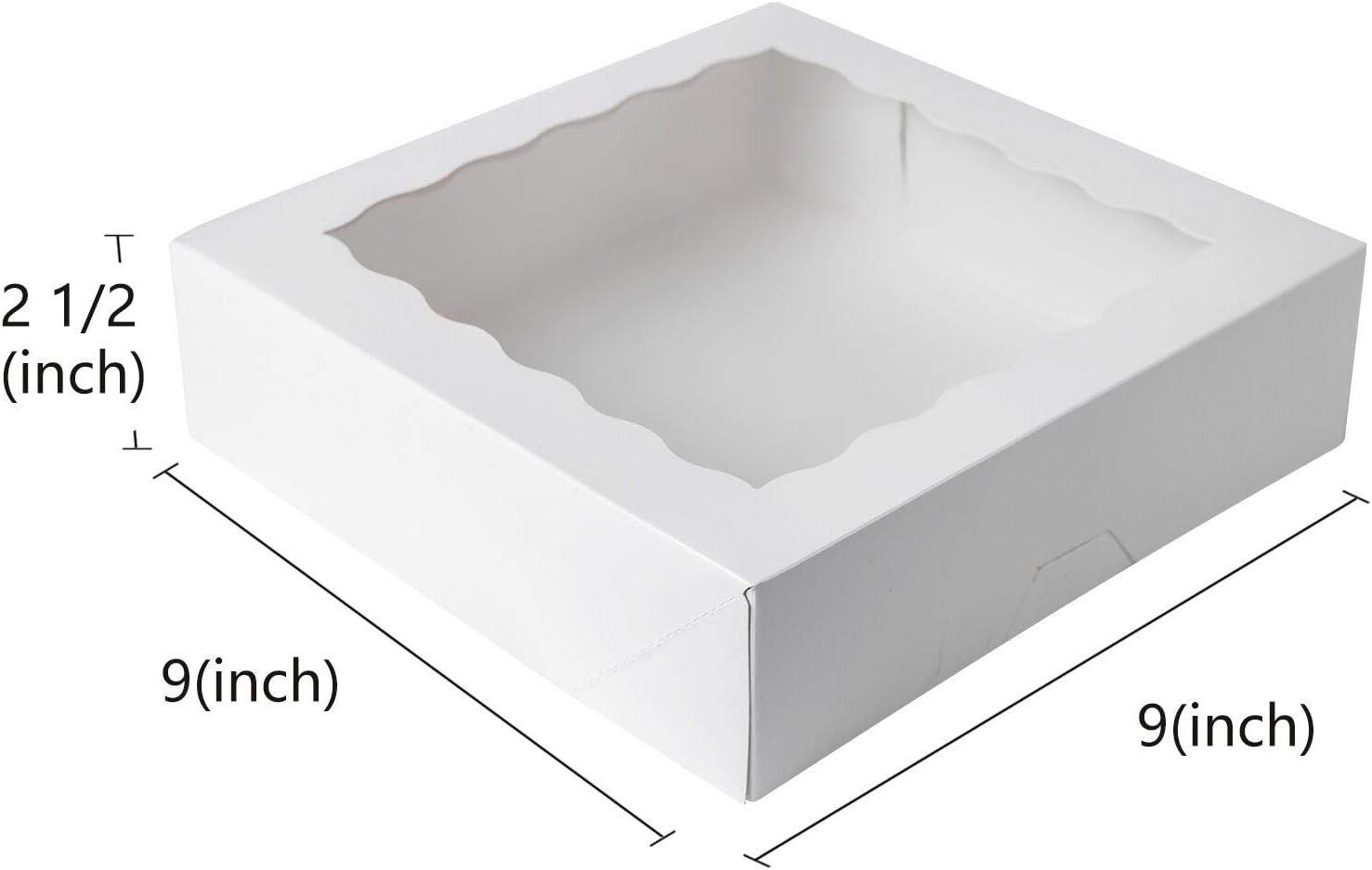 Wholesale 9x9x2.5-Inch White Bakery Boxes for Cookies Pies with PVC Window Disposable Pack of 12 Factory Wholesale 9x9x2.5-Inch White Bakery Boxes for Cookies Pies with PVC Window Disposable Pack of 12 Factory