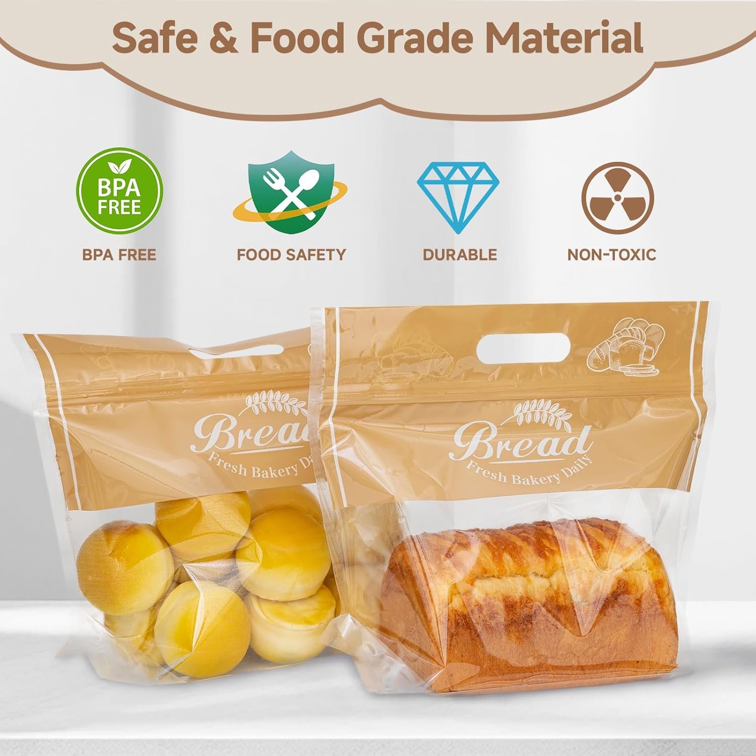 Wholesale Plastic Bread Bags for Homemade Loaves Sourdough Bagels Freezable Seal-Tight Cellophane 50 Packs Orange Factory
