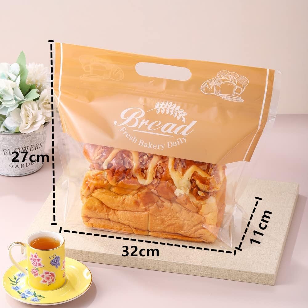 Wholesale Plastic Bread Bags for Homemade Loaves Sourdough Bagels Freezable Seal-Tight Cellophane 50 Packs Orange Factory