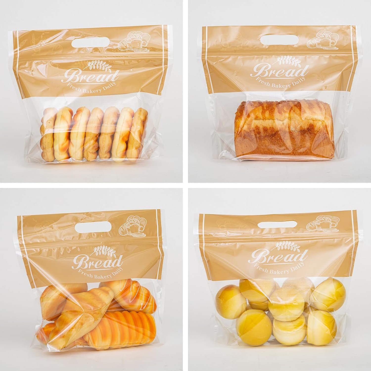 Wholesale Plastic Bread Bags for Homemade Loaves Sourdough Bagels Freezable Seal-Tight Cellophane 50 Packs Orange Factory
