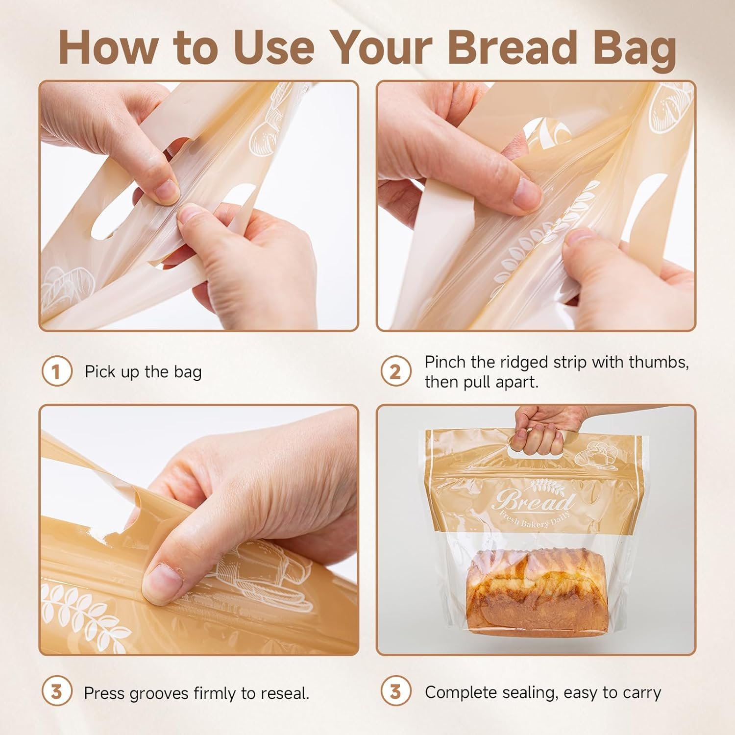 Wholesale Plastic Bread Bags for Homemade Loaves Sourdough Bagels Freezable Seal-Tight Cellophane 50 Packs Orange Factory