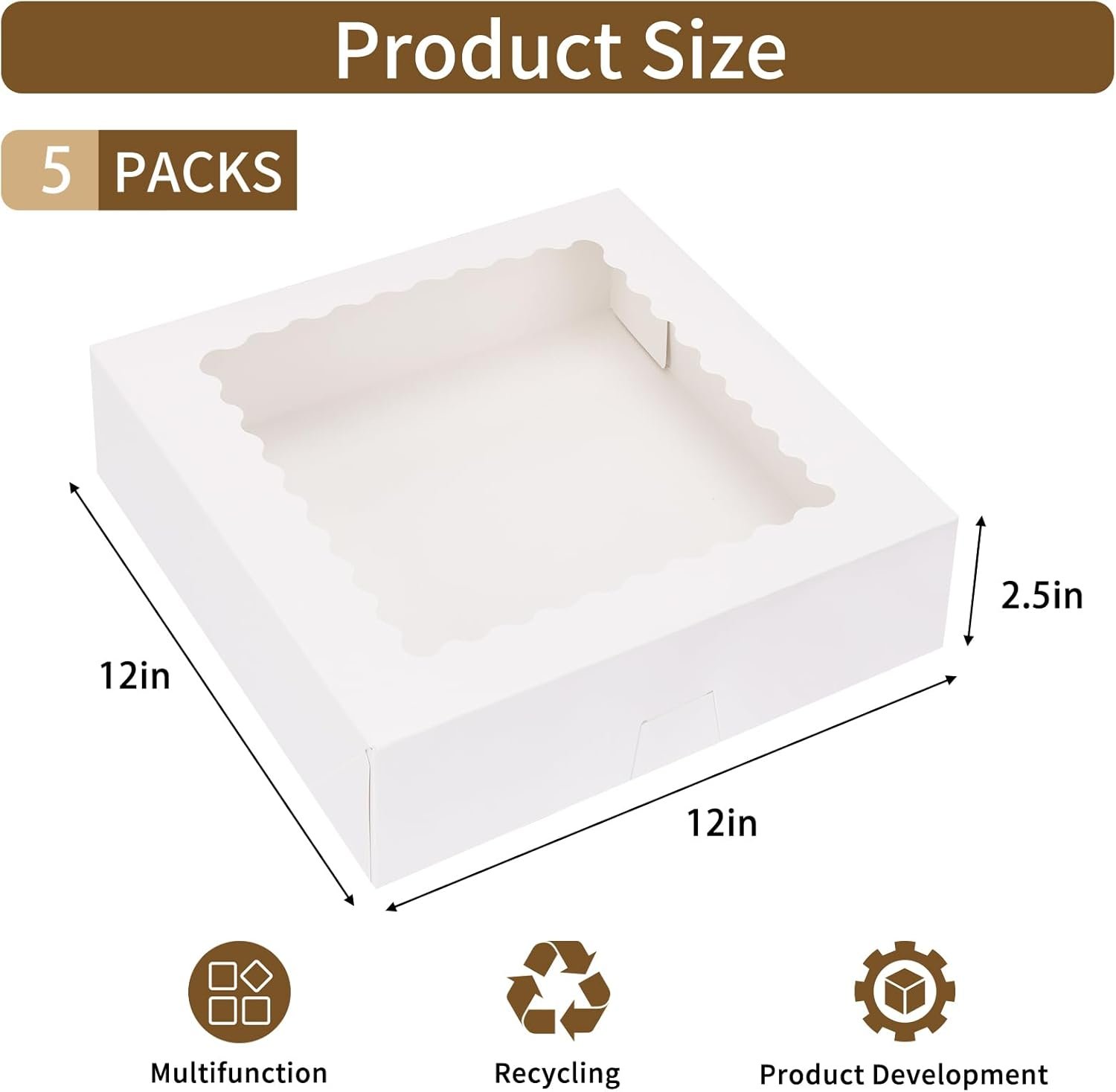 Wholesale 5pcs 12x12x2.5 Inch White Bakery Pie Boxes with Window Auto-Popup for Cookies Desserts Pizza Strawberries Chocolate Pastries Muffins Donuts Factory Wholesale 5pcs 12x12x2.5 Inch White Bakery Pie Boxes with Window Auto-Popup for Cookies Desserts Pizza Strawberries Chocolate Pastries Muffins Donuts Factory