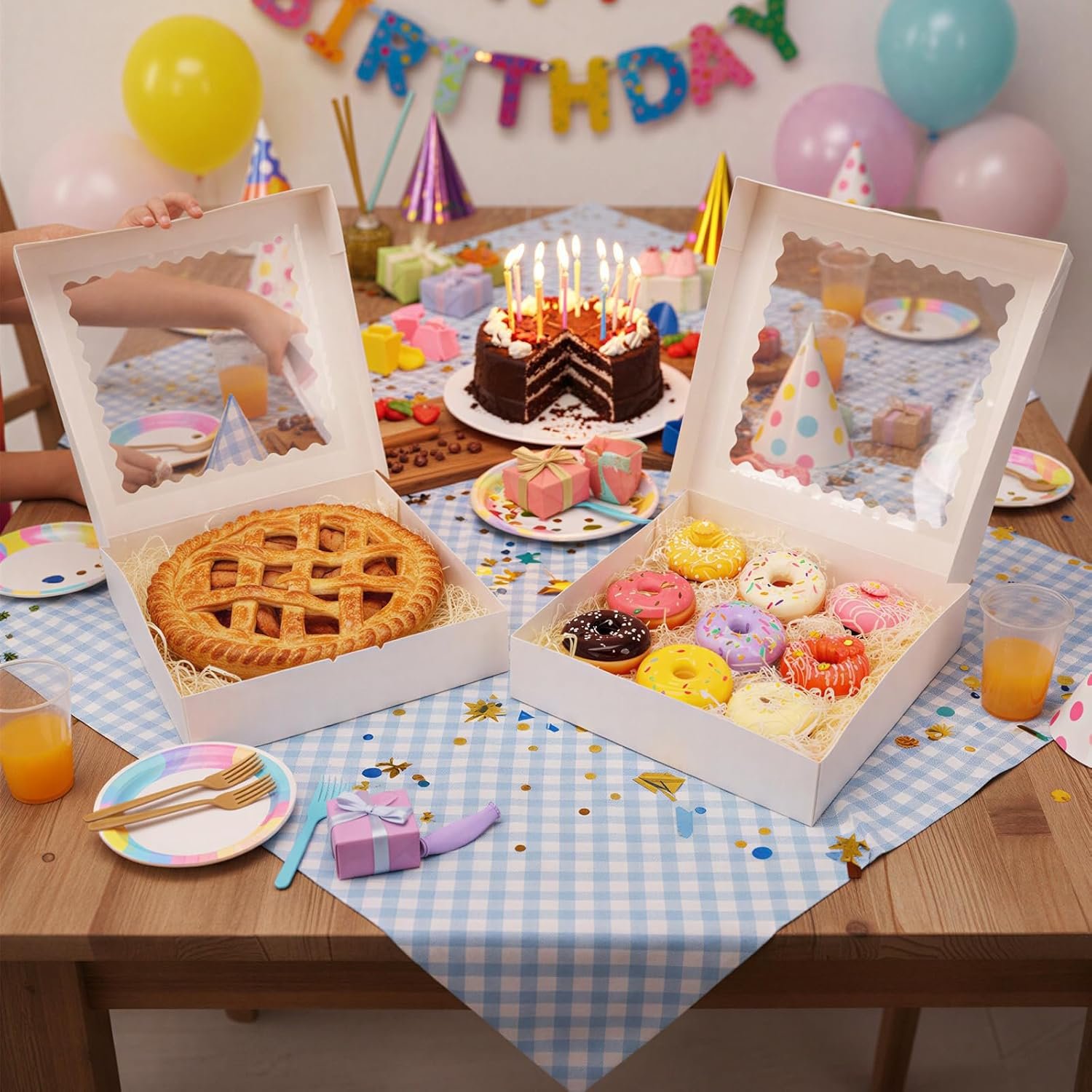 Wholesale 5pcs 12x12x2.5 Inch White Bakery Pie Boxes with Window Auto-Popup for Cookies Desserts Pizza Strawberries Chocolate Pastries Muffins Donuts Factory Wholesale 5pcs 12x12x2.5 Inch White Bakery Pie Boxes with Window Auto-Popup for Cookies Desserts Pizza Strawberries Chocolate Pastries Muffins Donuts Factory