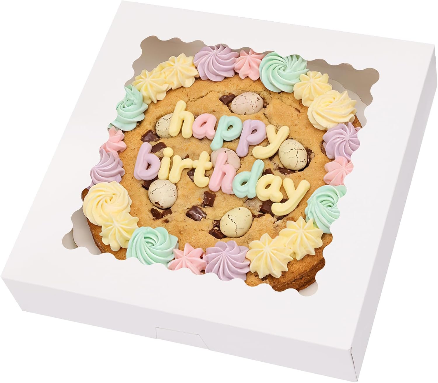 Moretoes 5pcs Pie Boxes, 12x12x2.5 White Bakery Boxes with Window, Auto-Popup Cookie Boxes for Pies, Dessert Boxes Treat Boxes for Pizza, Strawberries, Chocolate, Pastries, Muffins and Donuts