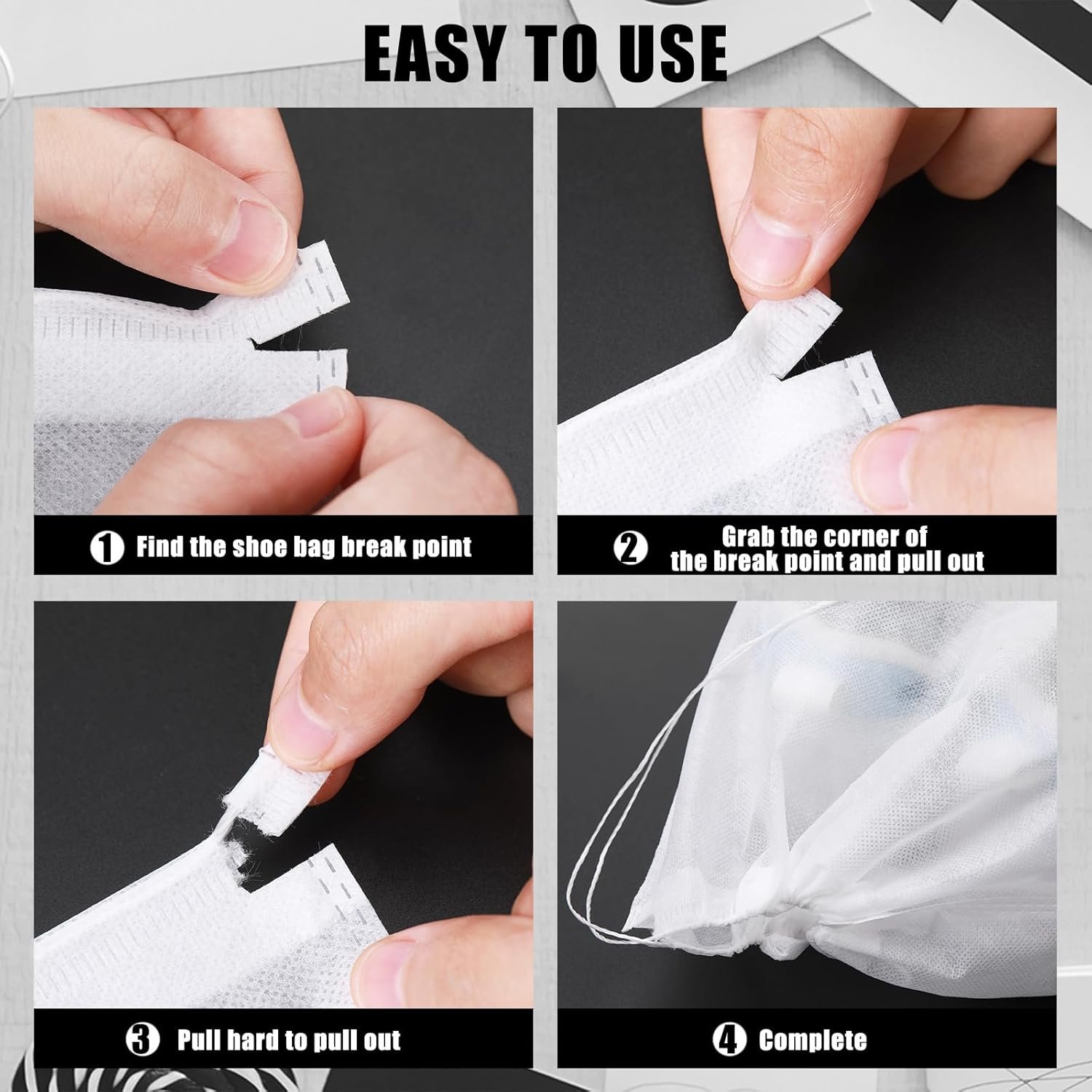 Wholesale 200 Pcs Dustproof Drawstring Shoe Storage Bags Non-Woven Fabric Breathable Travel Pouches Portable Organizers for Handbags Boots 11.81 x 15.75 Inch White Factory