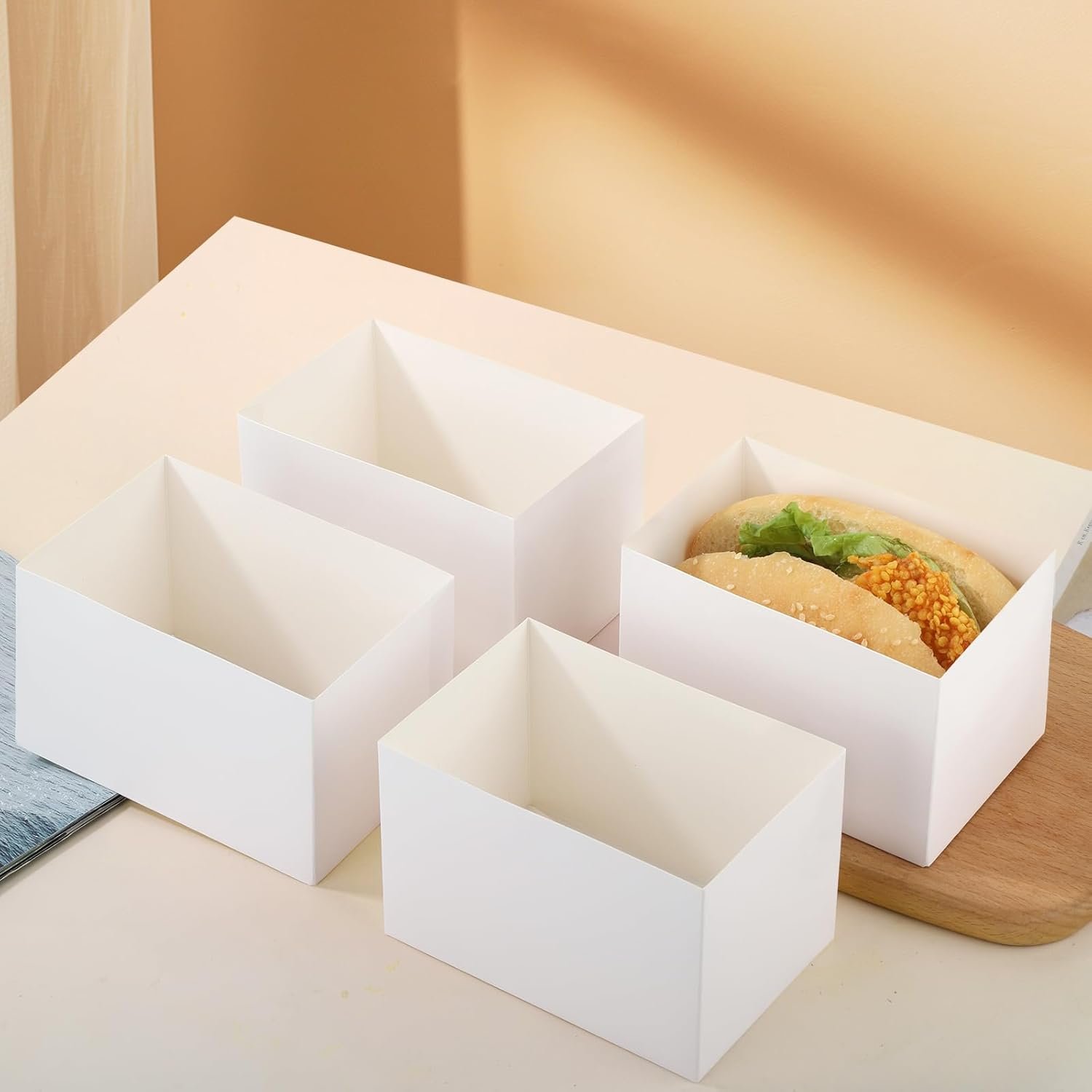 Wholesale 30 Pack White Paper Takeout Boxes for Sandwiches Cakes Toast Donuts Burgers Factory