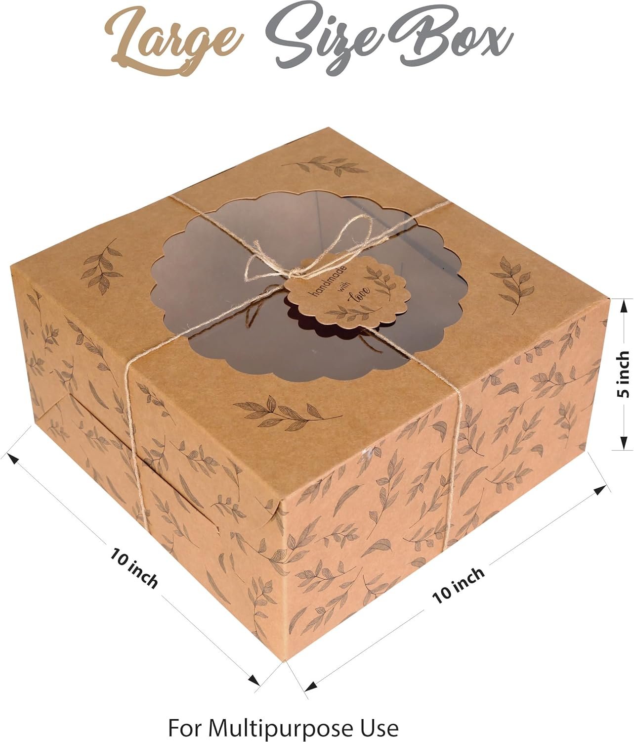 Wholesale Cake Boxes with Window 10 Pack Brown Bakery Packaging for Donuts Pies Cookies Cupcakes Chocolates Desserts 10x10x5 Inches Factory