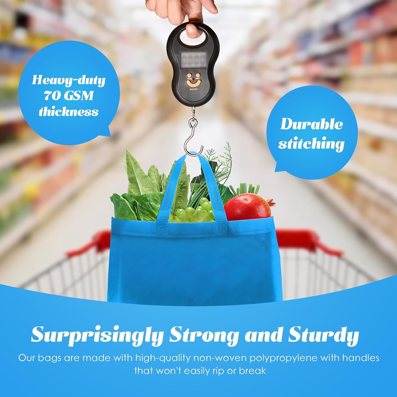 Wholesale 50 Pieces Reusable Non-Woven Tote Bags Bulk Grocery Shopping with Handles Foldable for Boutiques Sky Blue Factory