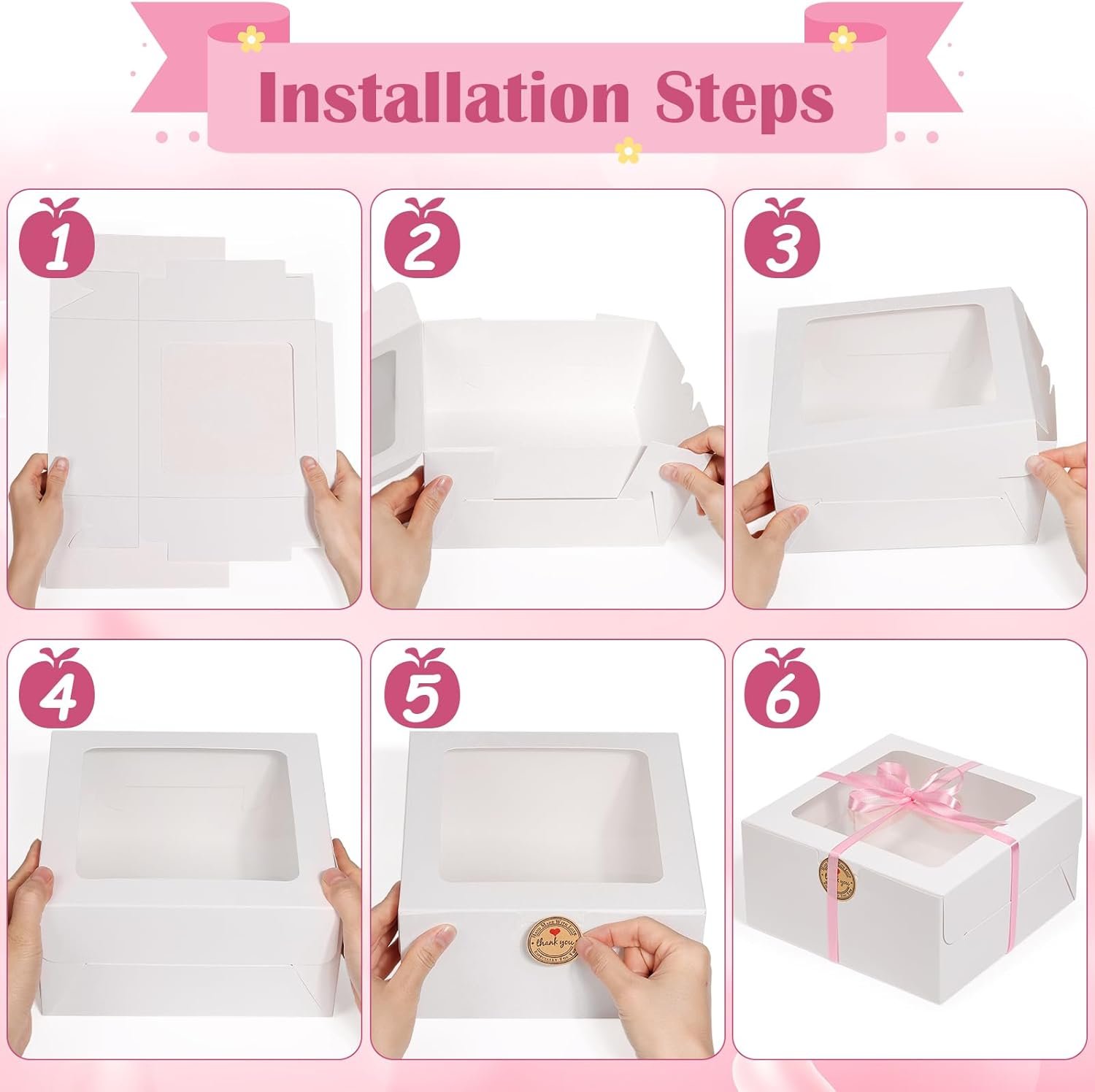 Wholesale 26pcs 8x8x4 Inch White Cake Bakery Boxes with Windows for Pastries Cupcakes Cookies Pies Muffins Donuts Factory Wholesale 26pcs 8x8x4 Inch White Cake Bakery Boxes with Windows for Pastries Cupcakes Cookies Pies Muffins Donuts Factory