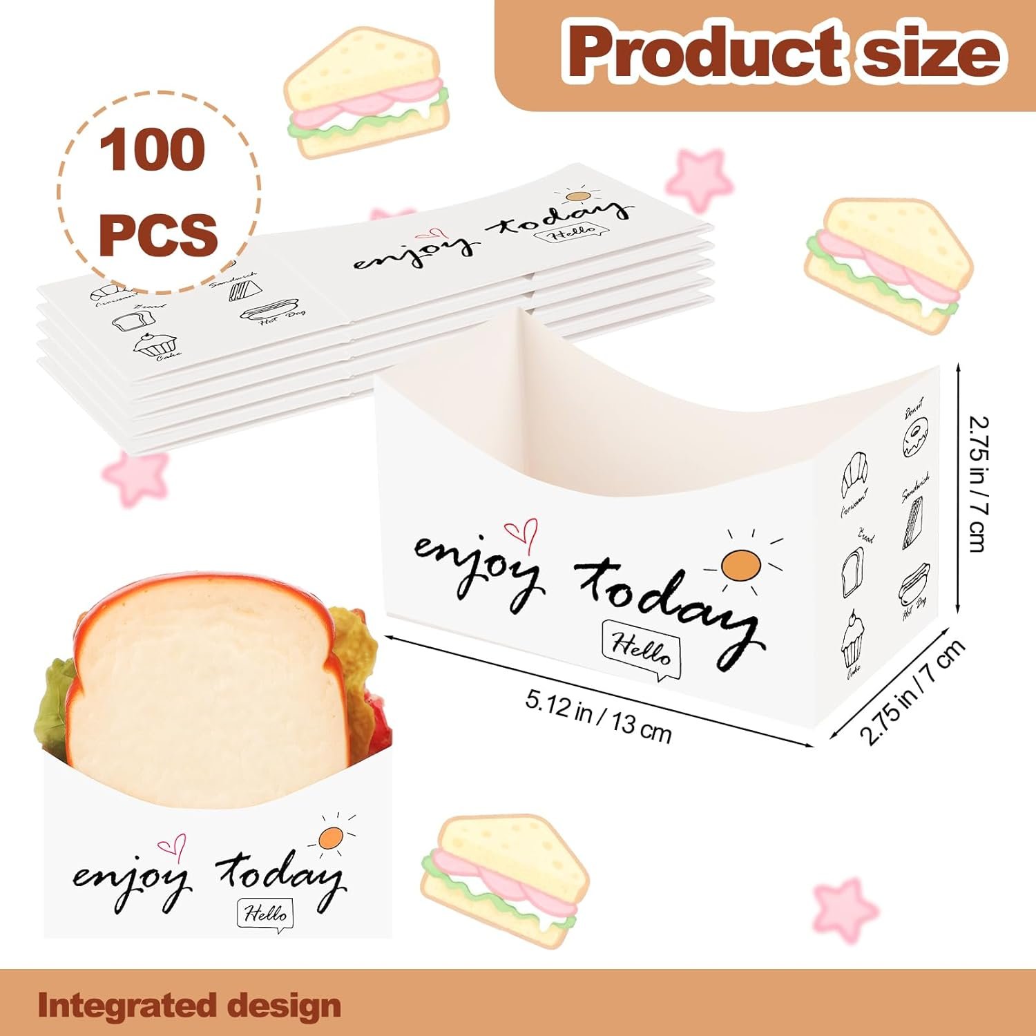 Wholesale 100 Pack Foldable Paper Sandwich Boxes 5 Wholesale 100 Pack Foldable Paper Sandwich Boxes 5