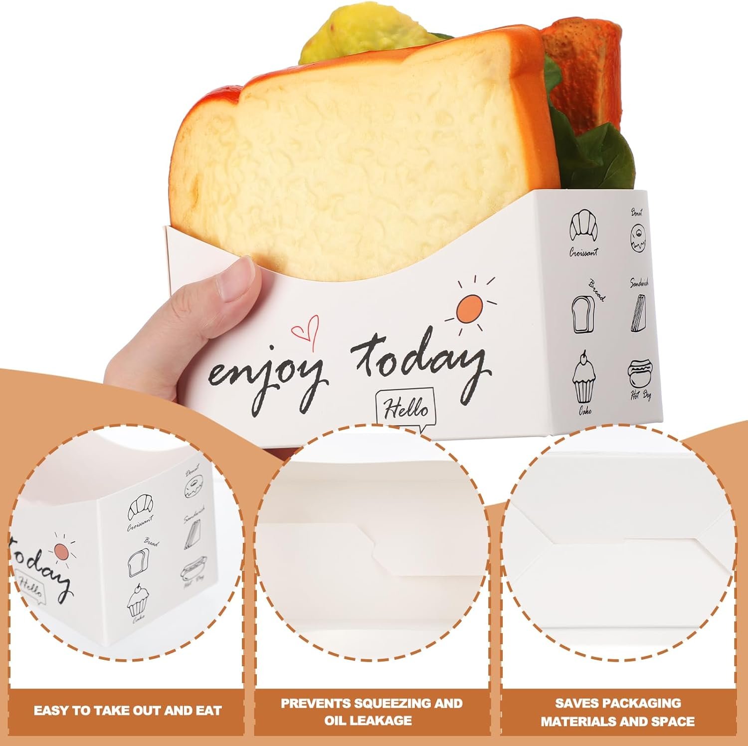 Wholesale 100 Pack Foldable Paper Sandwich Boxes 5 Wholesale 100 Pack Foldable Paper Sandwich Boxes 5