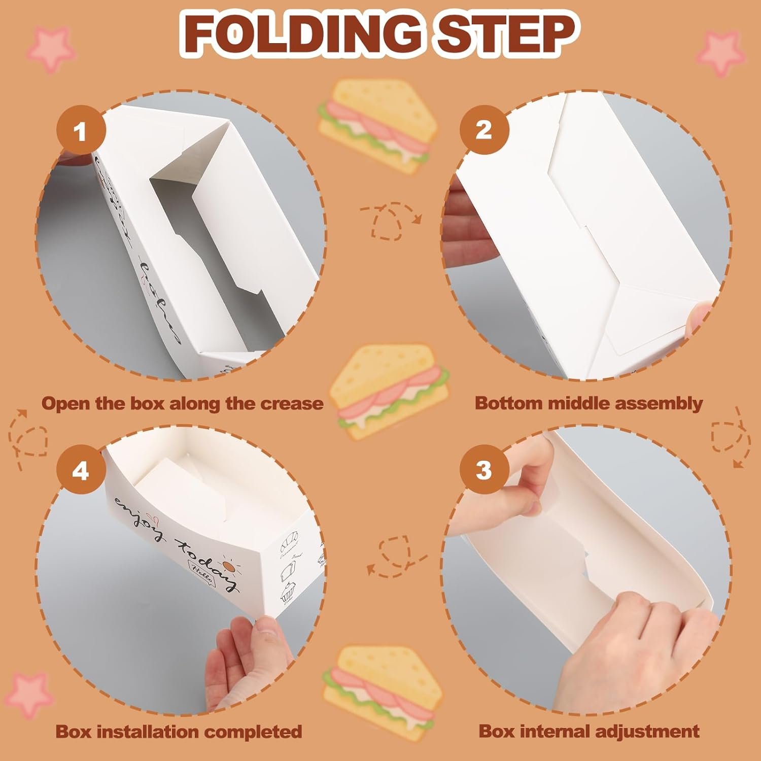 Wholesale 100 Pack Foldable Paper Sandwich Boxes 5 Wholesale 100 Pack Foldable Paper Sandwich Boxes 5