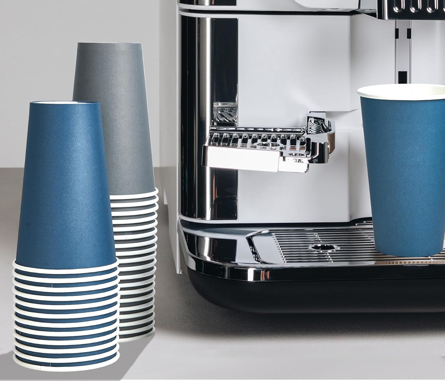 Wholesale 100 Pack 16 oz Disposable Paper Cups with Lids for Hot Beverages Like Coffee Tea Juice Water in Blue Gray for Home Office Restaurant Cafe Use Factory